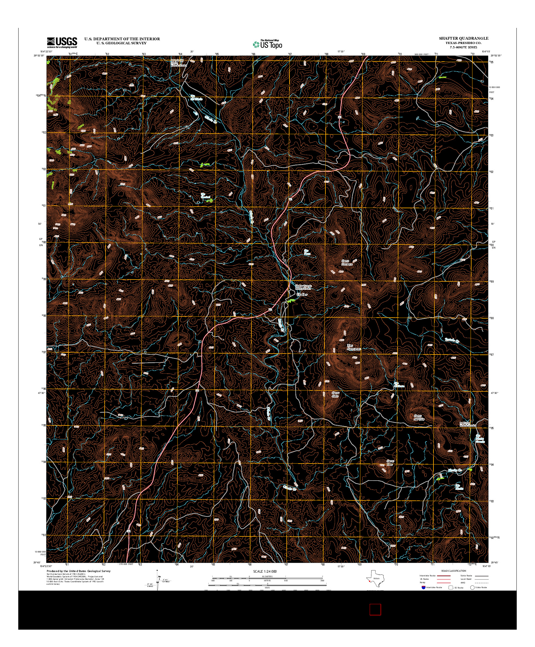 USGS US TOPO 7.5-MINUTE MAP FOR SHAFTER, TX 2012