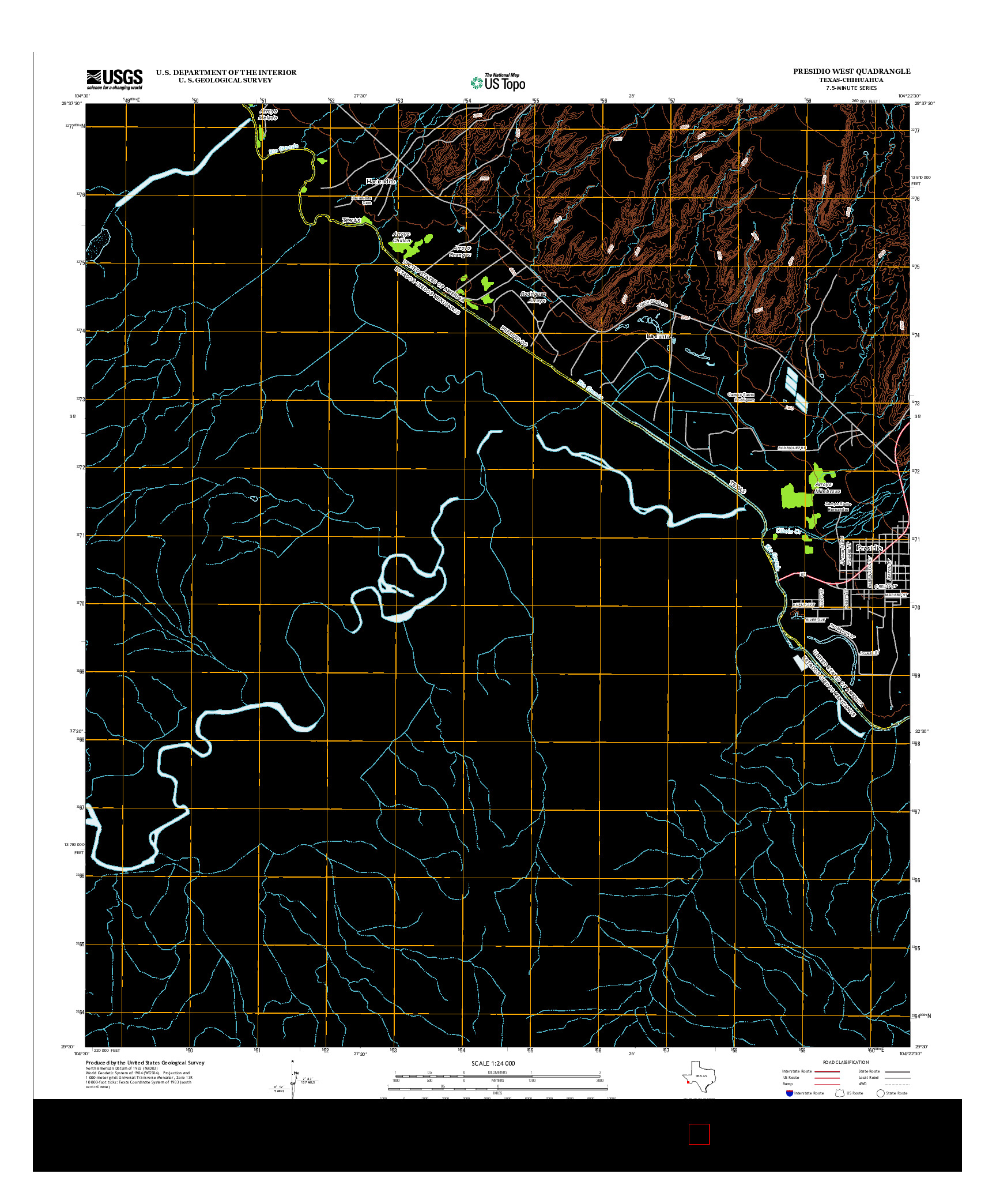 USGS US TOPO 7.5-MINUTE MAP FOR PRESIDIO WEST, TX-CHH 2012