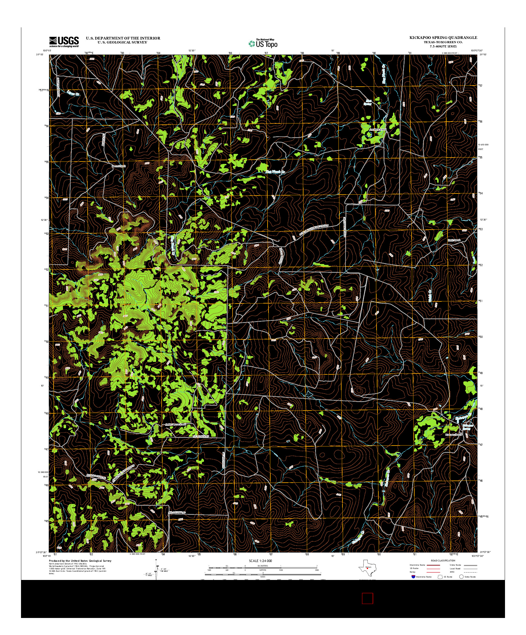 USGS US TOPO 7.5-MINUTE MAP FOR KICKAPOO SPRING, TX 2012