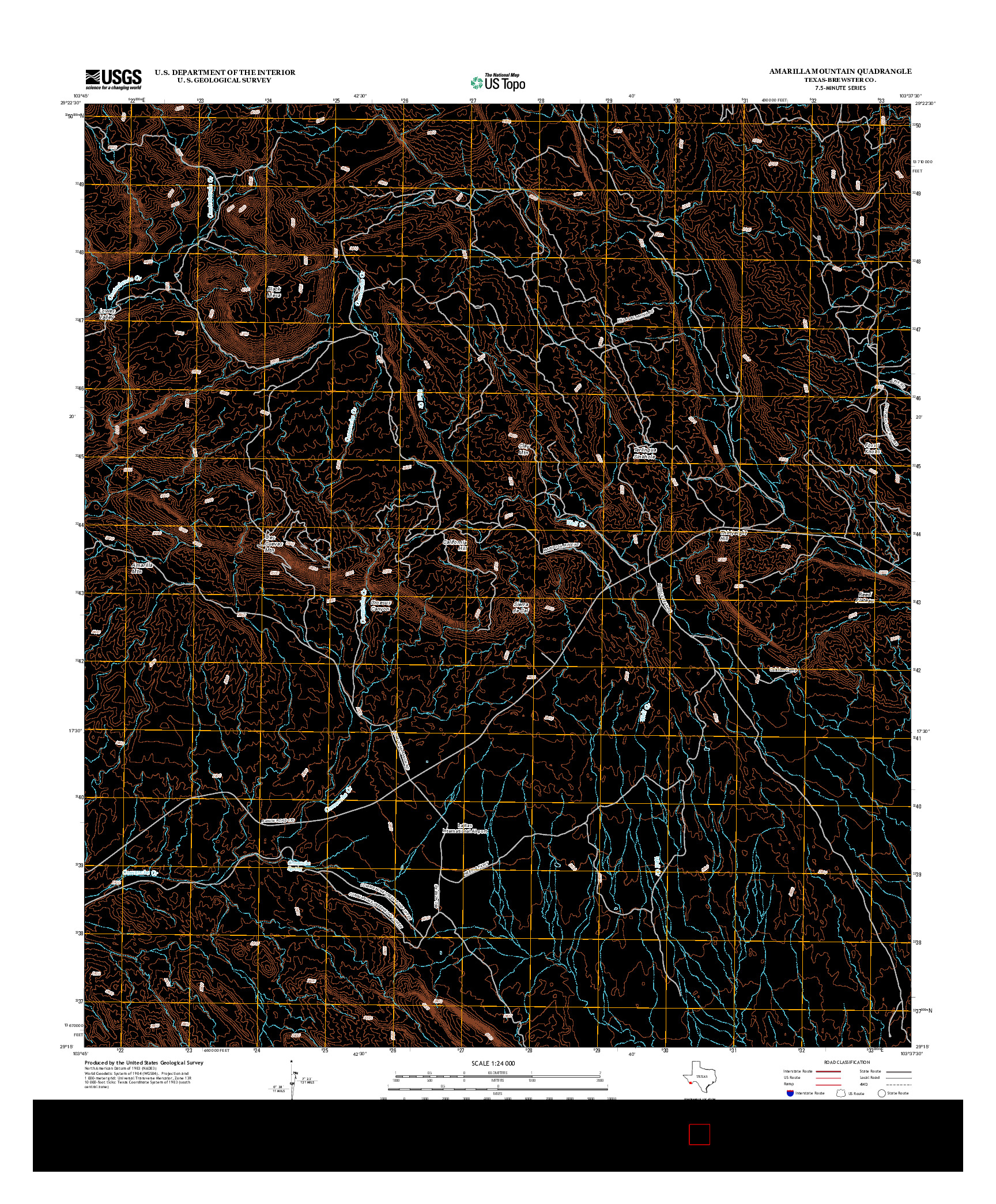 USGS US TOPO 7.5-MINUTE MAP FOR AMARILLA MOUNTAIN, TX 2012