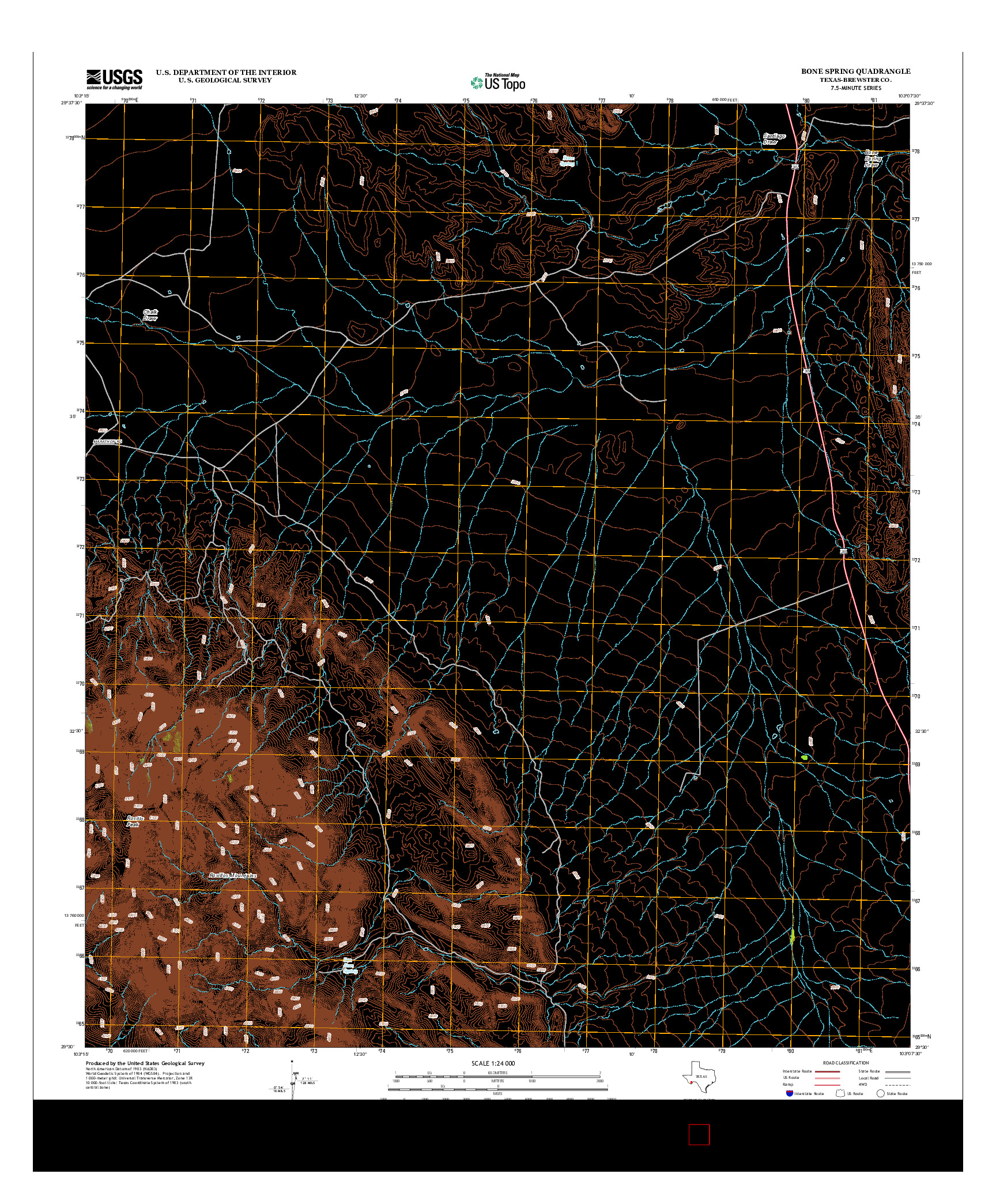 USGS US TOPO 7.5-MINUTE MAP FOR BONE SPRING, TX 2012