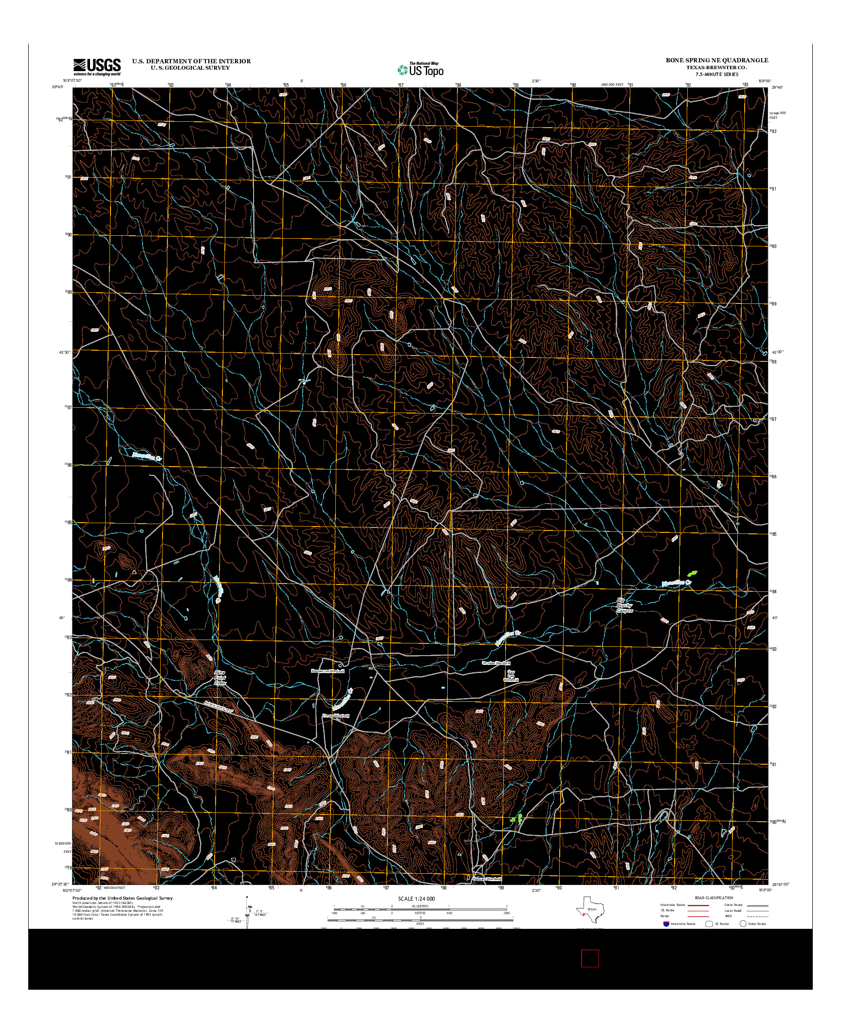 USGS US TOPO 7.5-MINUTE MAP FOR BONE SPRING NE, TX 2012