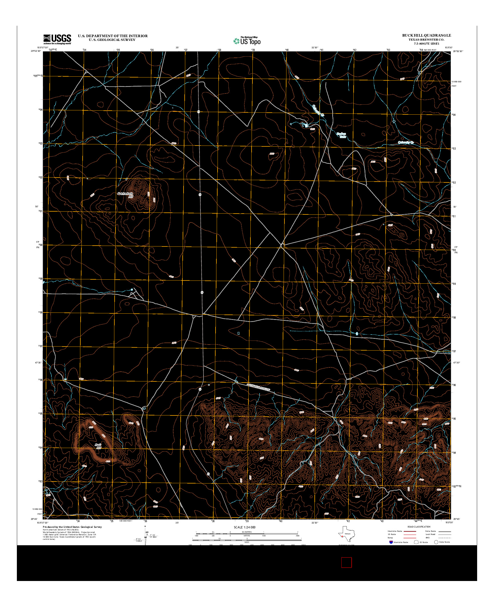 USGS US TOPO 7.5-MINUTE MAP FOR BUCK HILL, TX 2012