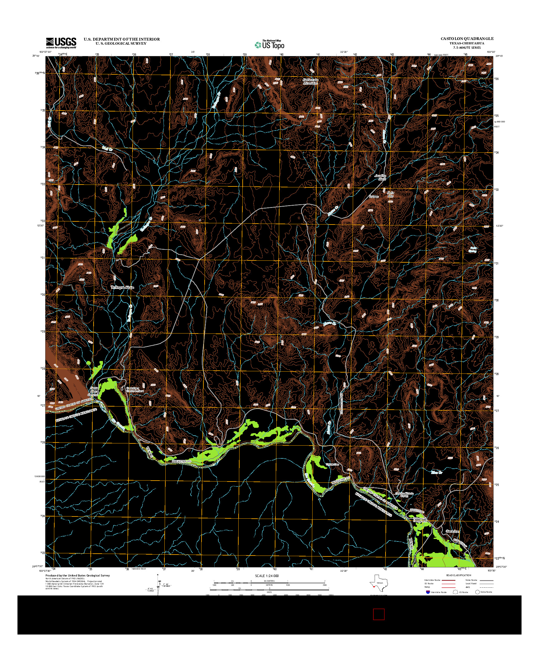 USGS US TOPO 7.5-MINUTE MAP FOR CASTOLON, TX-CHH 2012