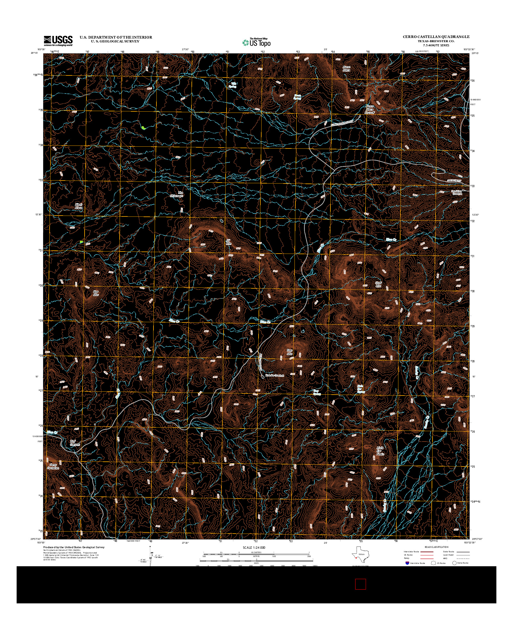 USGS US TOPO 7.5-MINUTE MAP FOR CERRO CASTELLAN, TX 2012