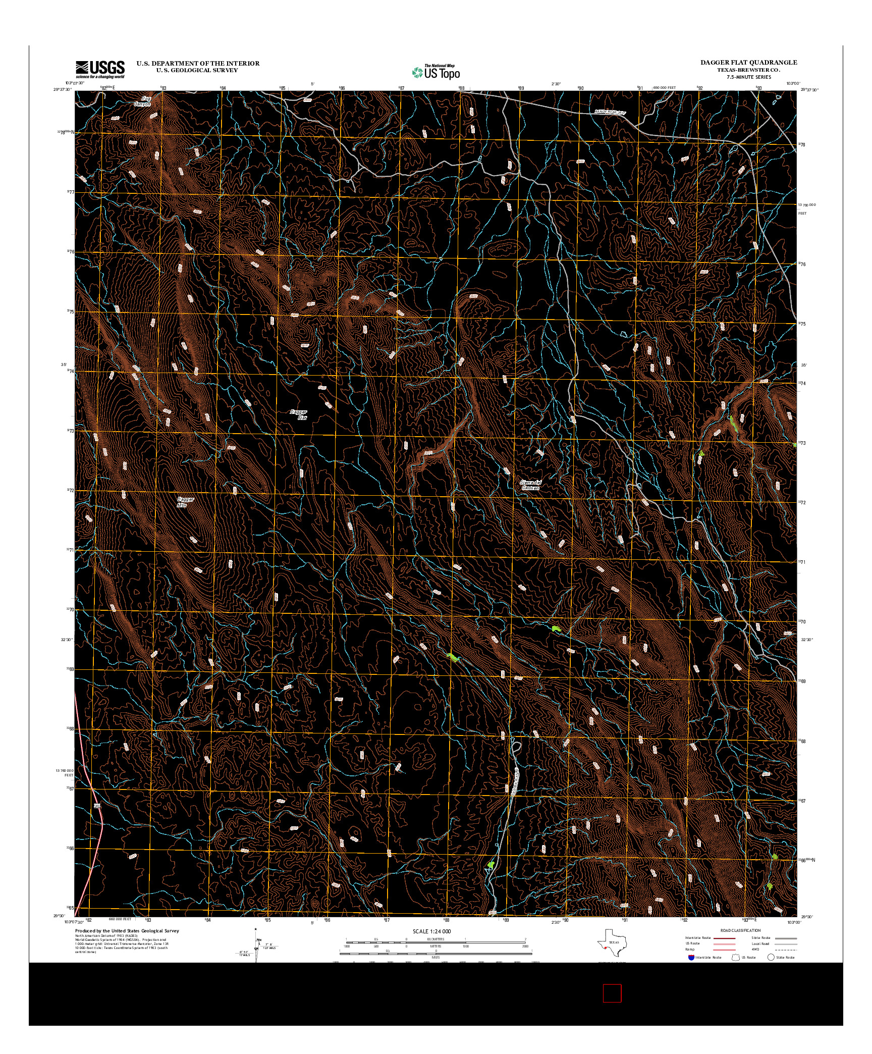 USGS US TOPO 7.5-MINUTE MAP FOR DAGGER FLAT, TX 2012