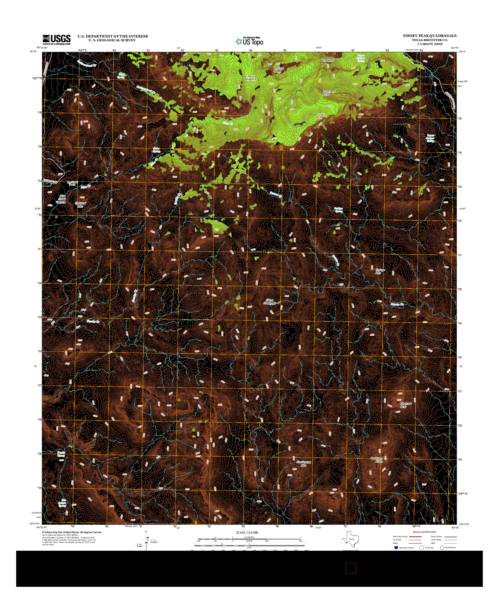 USGS US TOPO 7.5-MINUTE MAP FOR EMORY PEAK, TX 2012