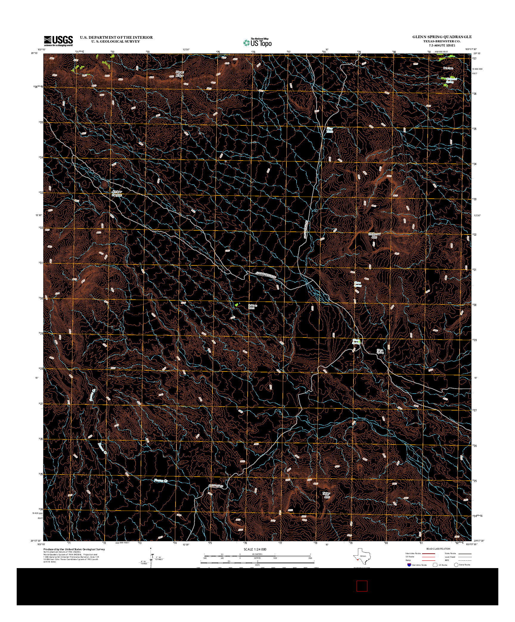 USGS US TOPO 7.5-MINUTE MAP FOR GLENN SPRING, TX 2012