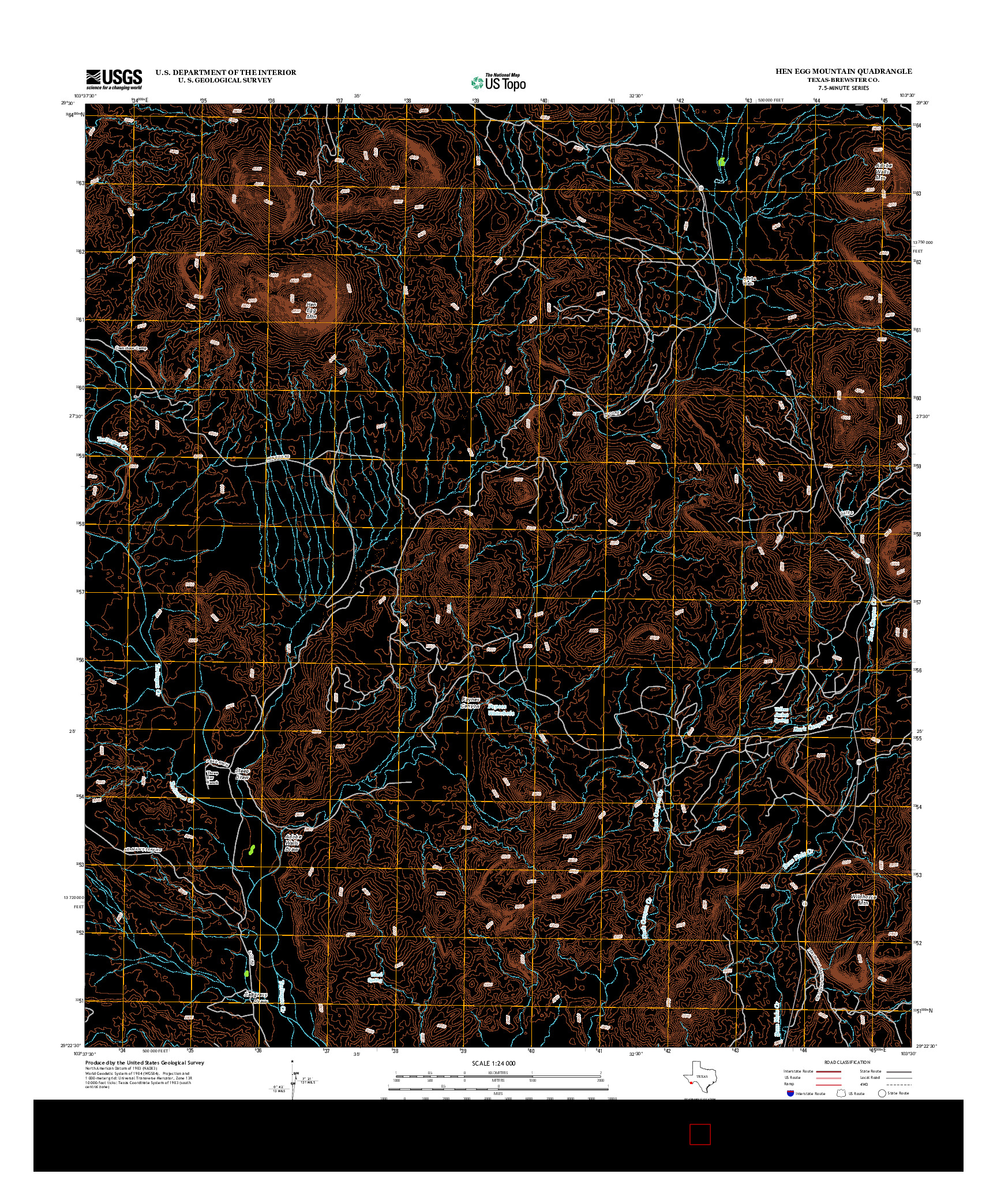 USGS US TOPO 7.5-MINUTE MAP FOR HEN EGG MOUNTAIN, TX 2012