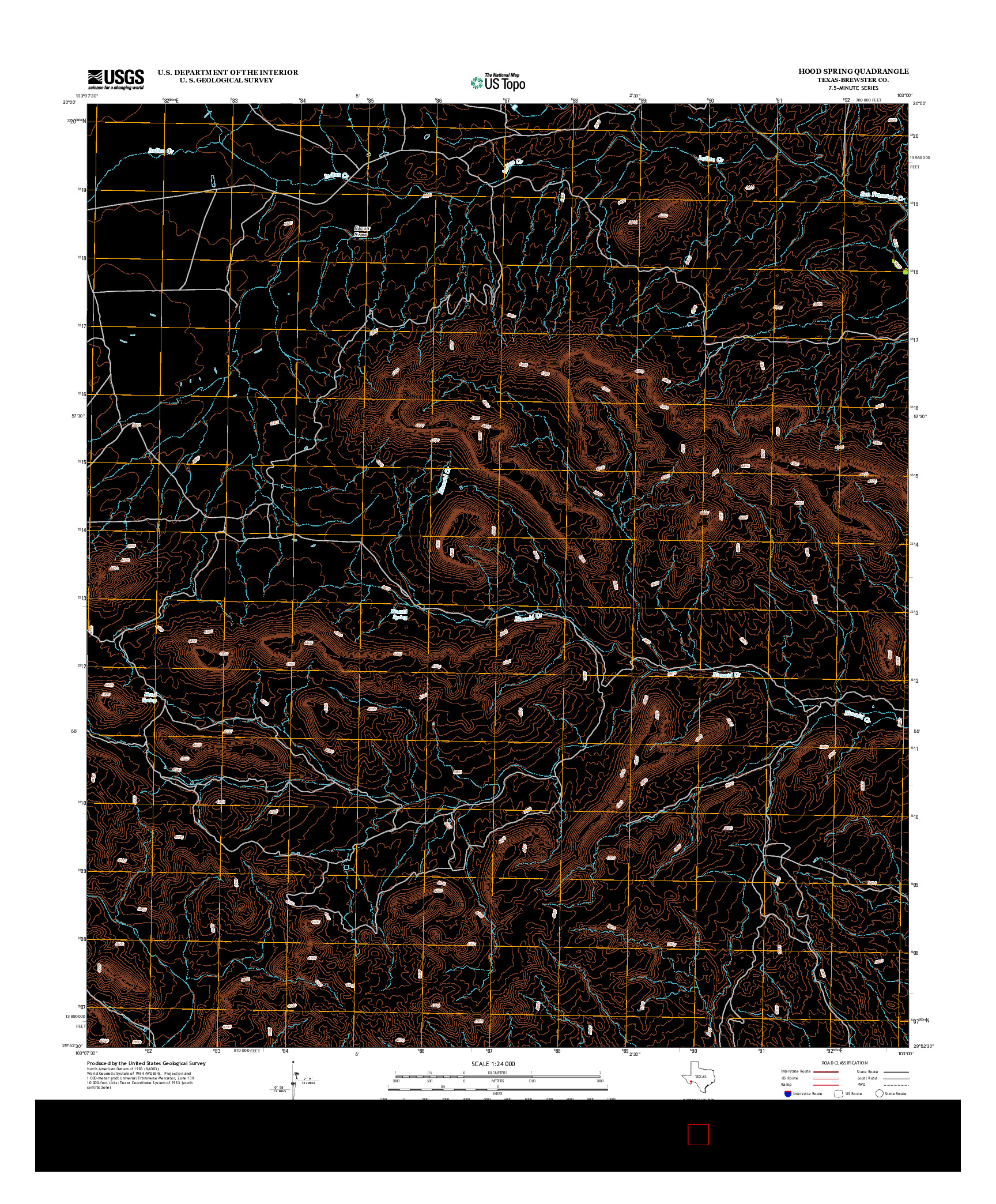 USGS US TOPO 7.5-MINUTE MAP FOR HOOD SPRING, TX 2012