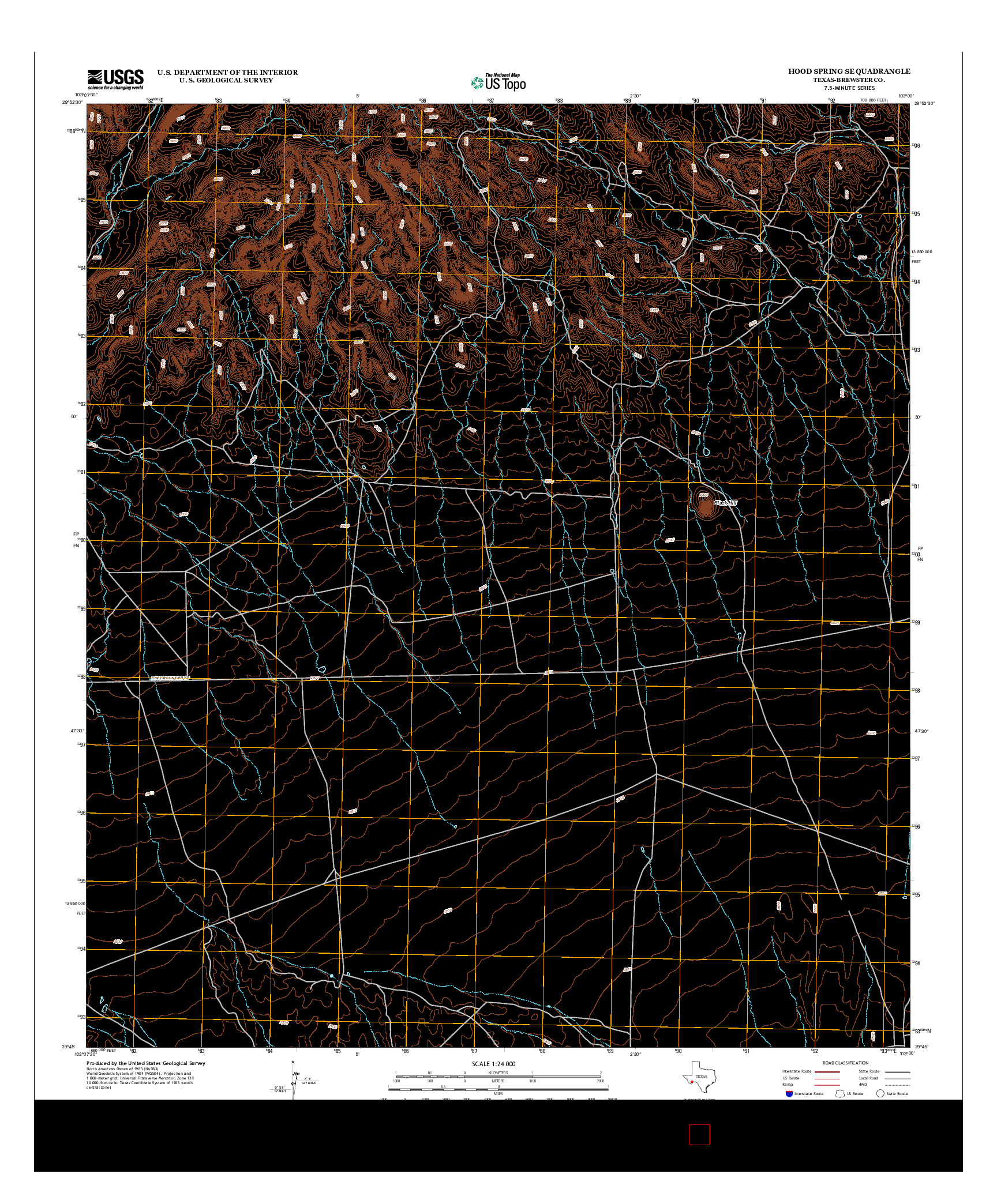 USGS US TOPO 7.5-MINUTE MAP FOR HOOD SPRING SE, TX 2012