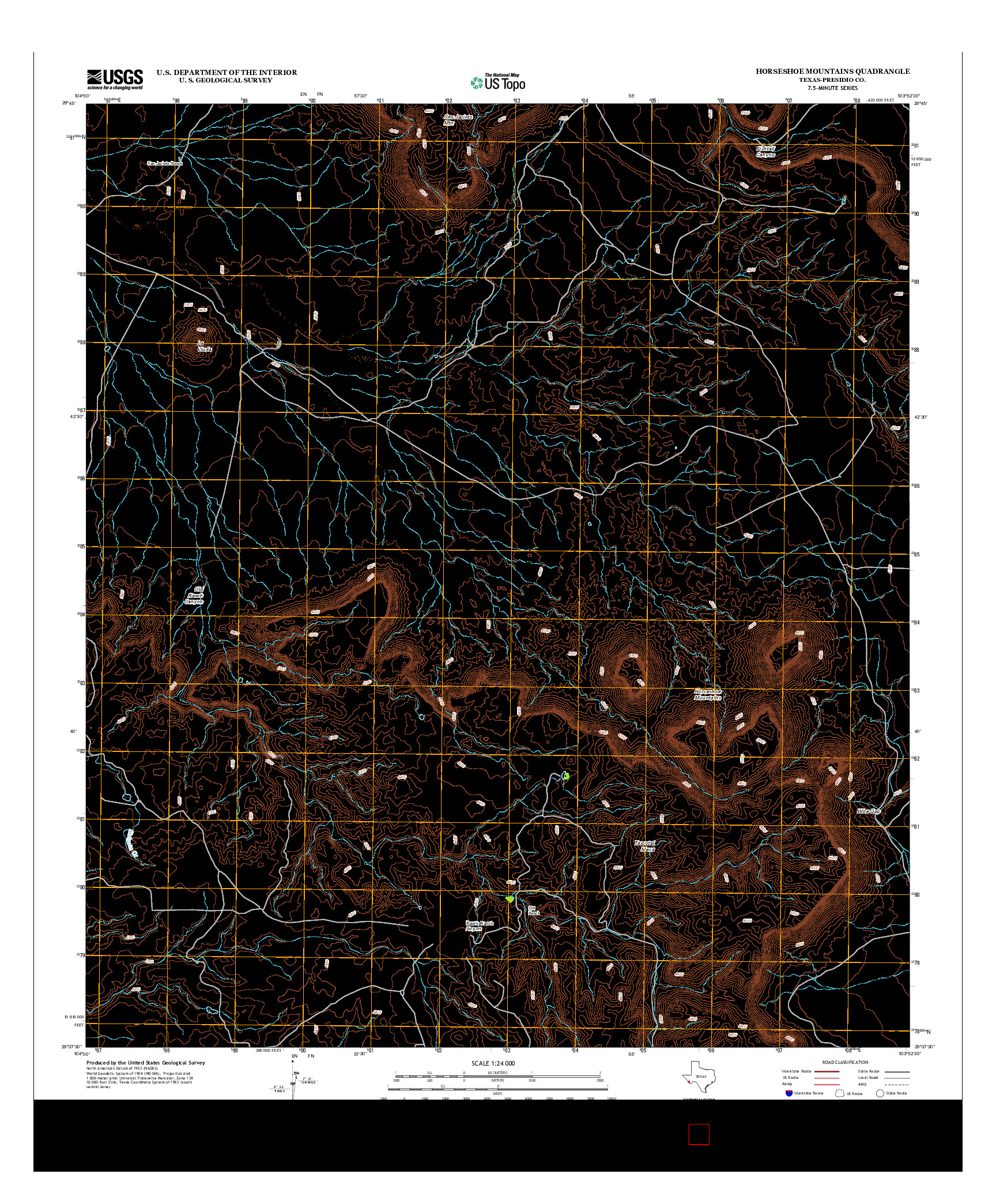 USGS US TOPO 7.5-MINUTE MAP FOR HORSESHOE MOUNTAINS, TX 2012