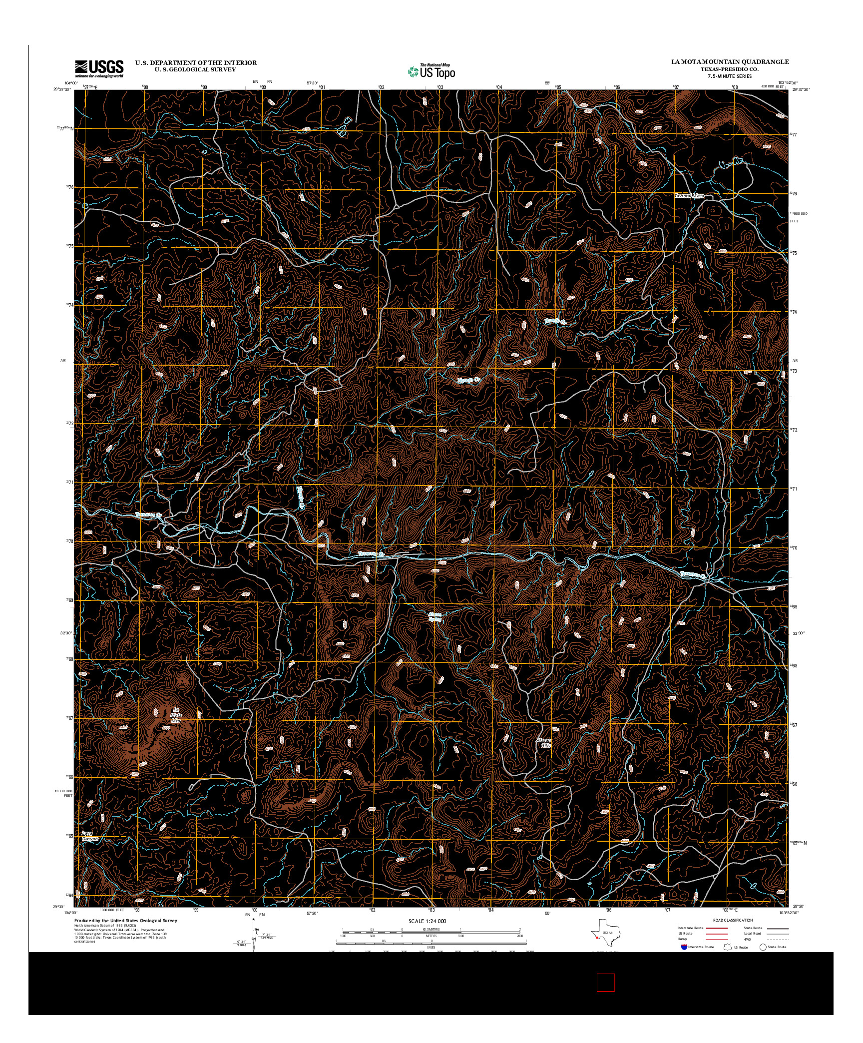 USGS US TOPO 7.5-MINUTE MAP FOR LA MOTA MOUNTAIN, TX 2012