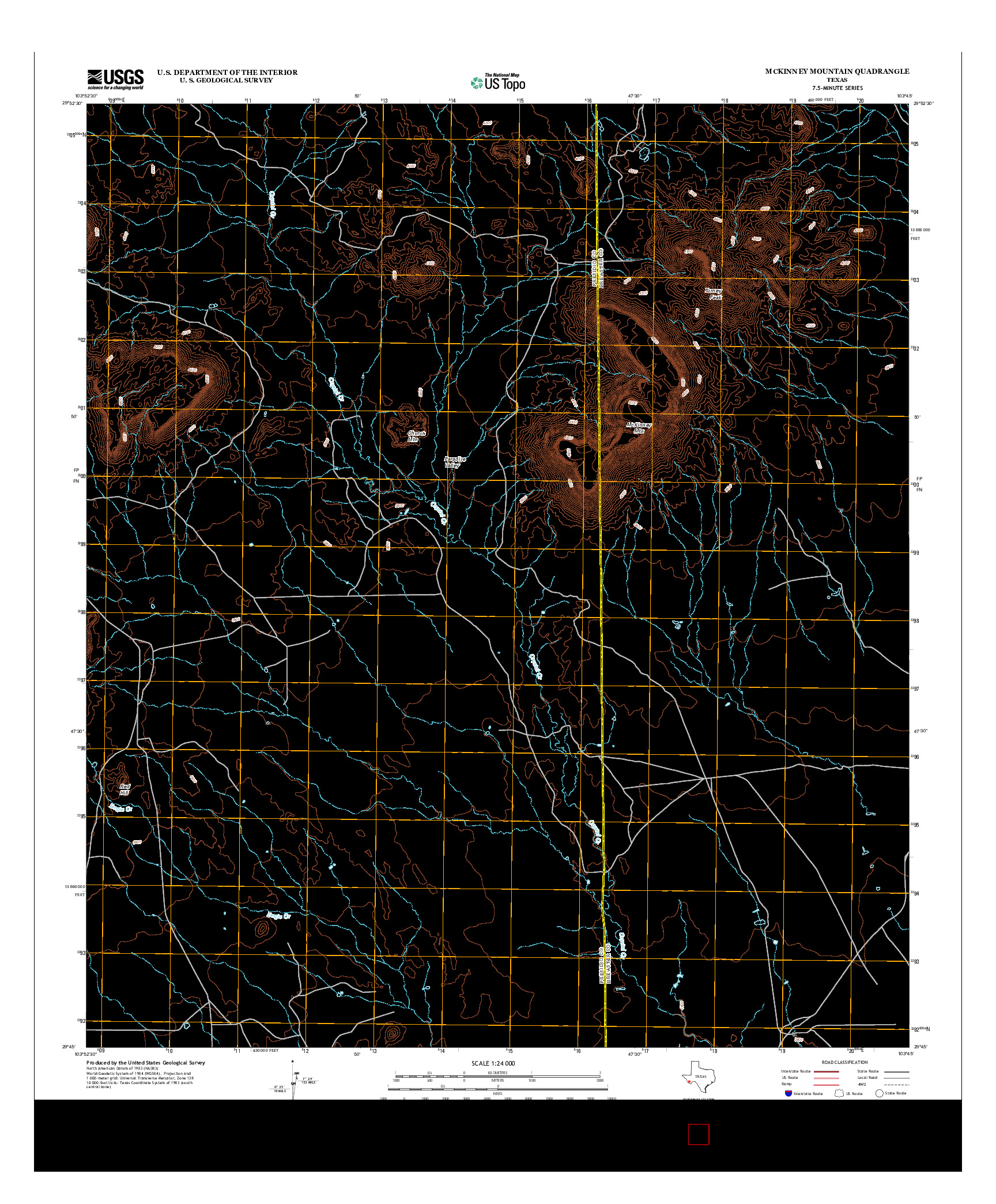 USGS US TOPO 7.5-MINUTE MAP FOR MCKINNEY MOUNTAIN, TX 2012