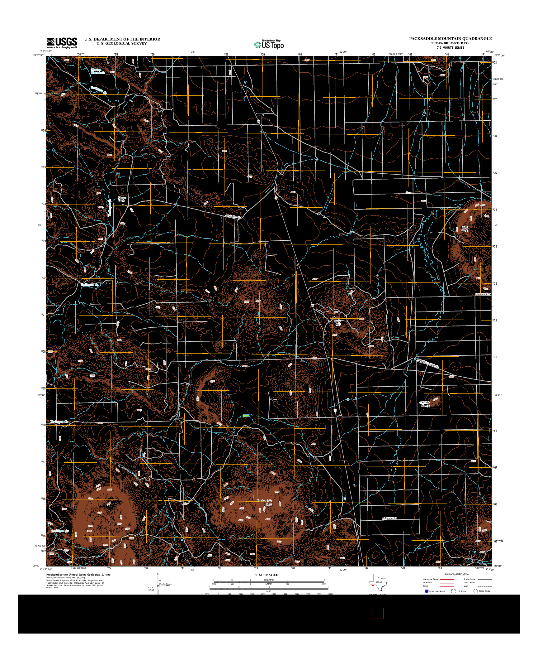 USGS US TOPO 7.5-MINUTE MAP FOR PACKSADDLE MOUNTAIN, TX 2012