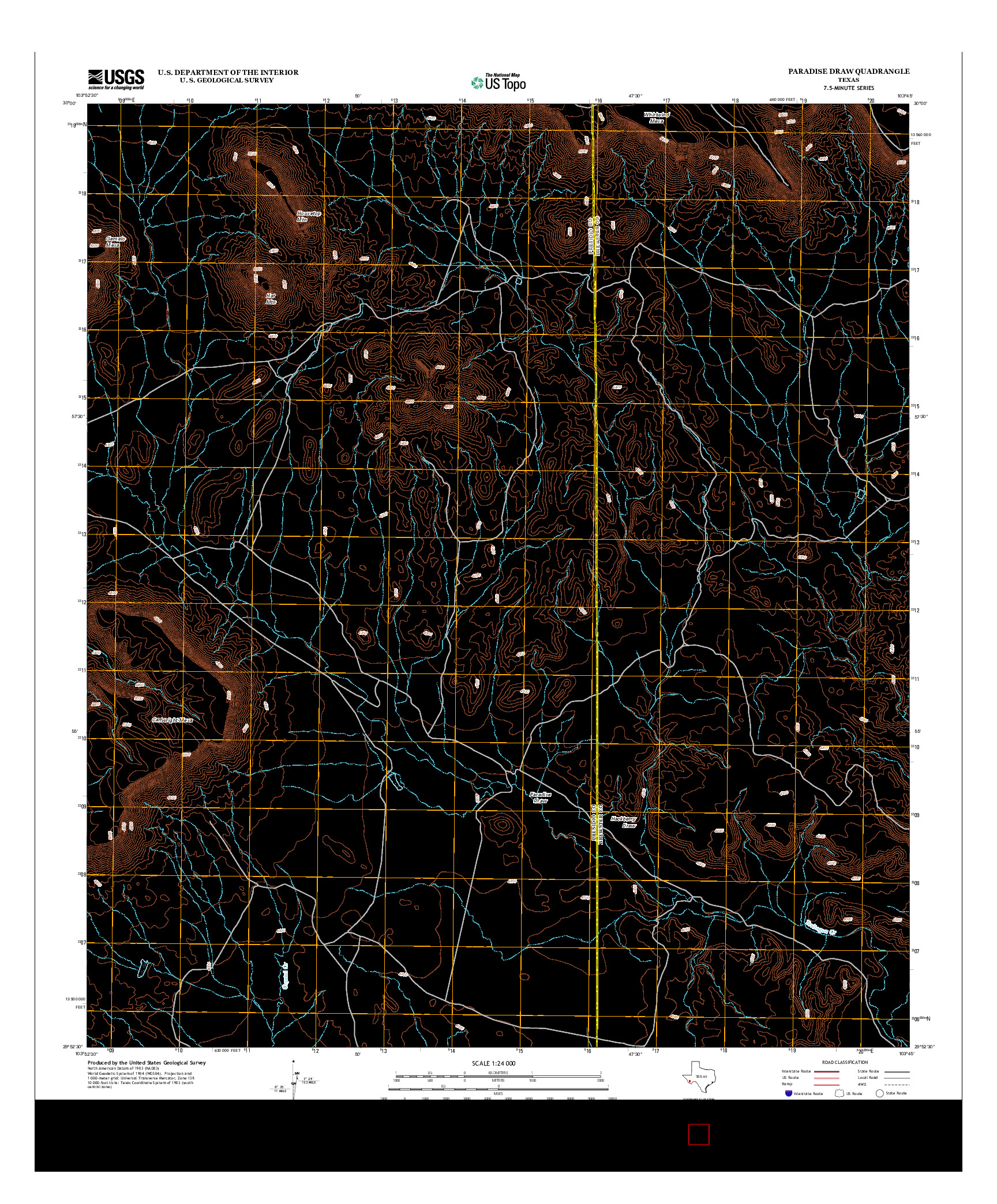 USGS US TOPO 7.5-MINUTE MAP FOR PARADISE DRAW, TX 2012