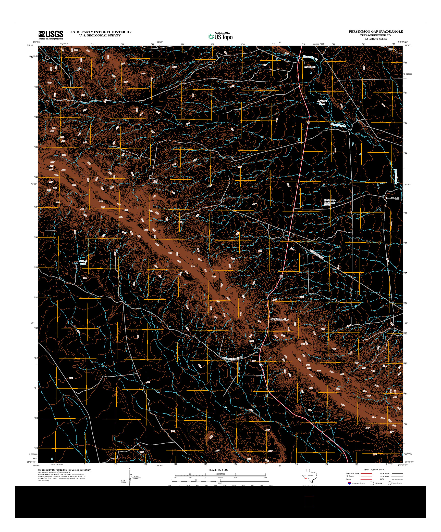 USGS US TOPO 7.5-MINUTE MAP FOR PERSIMMON GAP, TX 2012