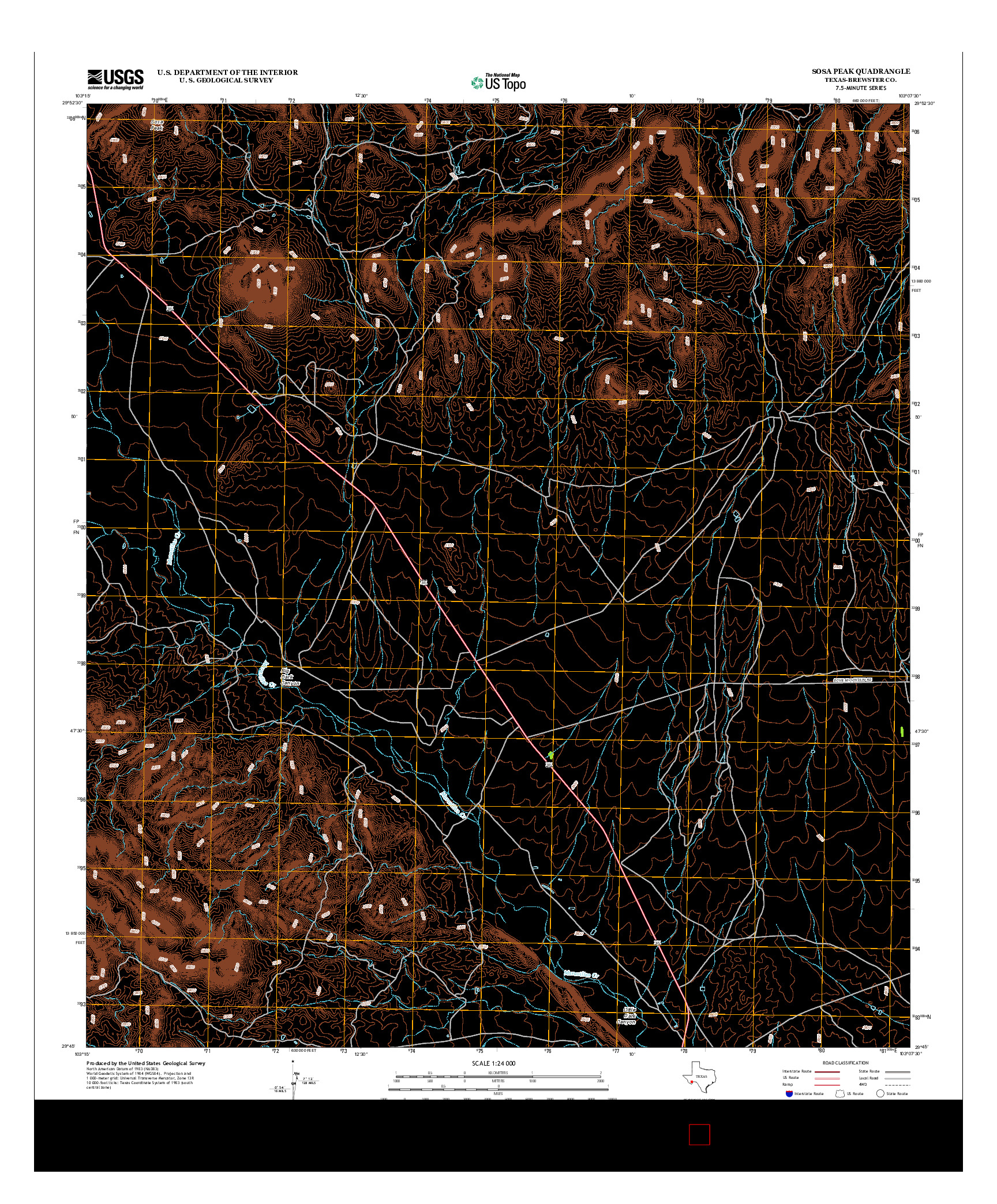 USGS US TOPO 7.5-MINUTE MAP FOR SOSA PEAK, TX 2012