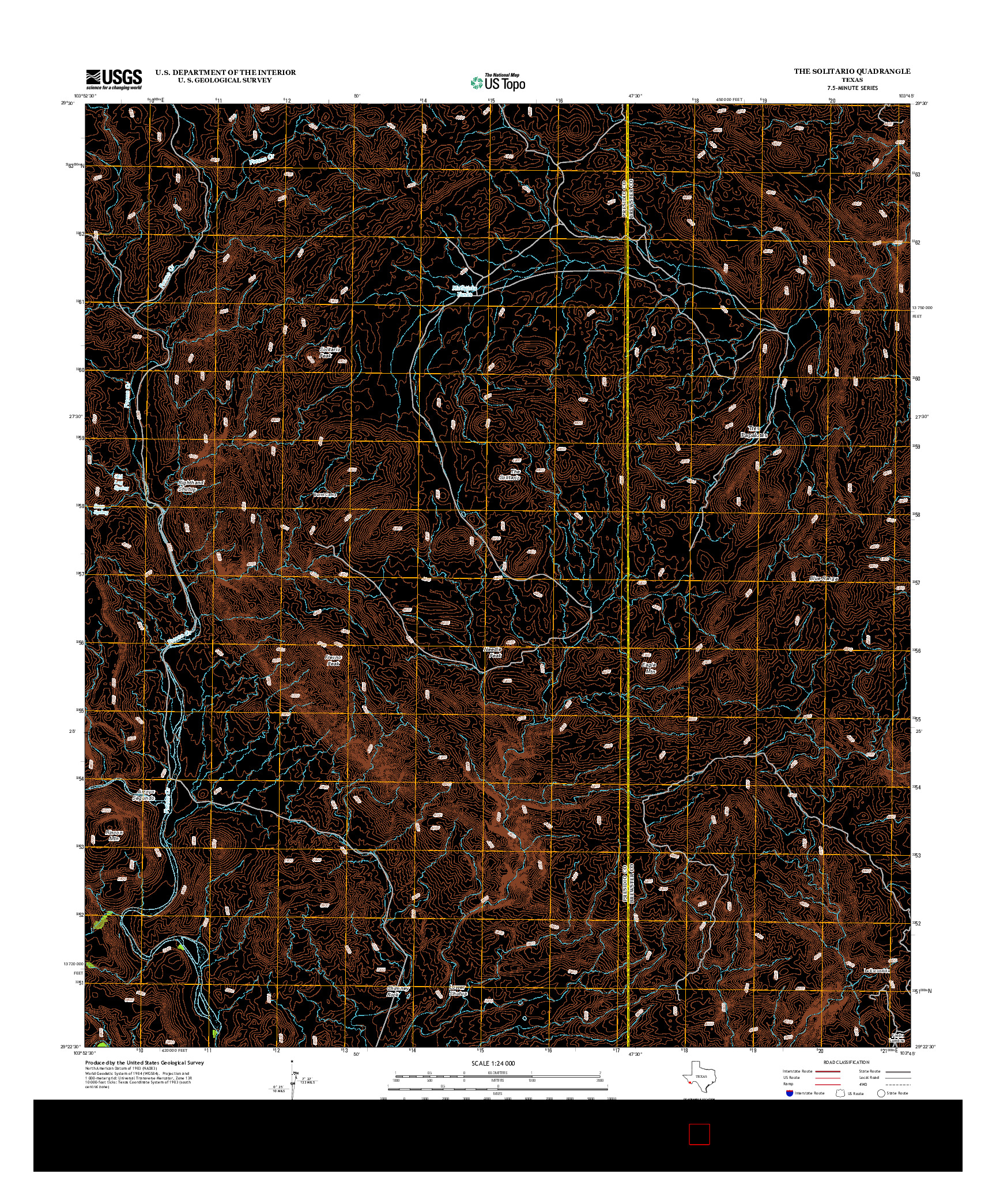 USGS US TOPO 7.5-MINUTE MAP FOR THE SOLITARIO, TX 2012