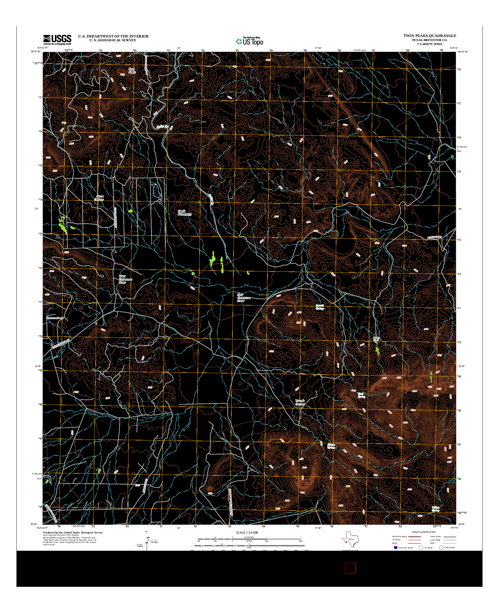 USGS US TOPO 7.5-MINUTE MAP FOR TWIN PEAKS, TX 2012