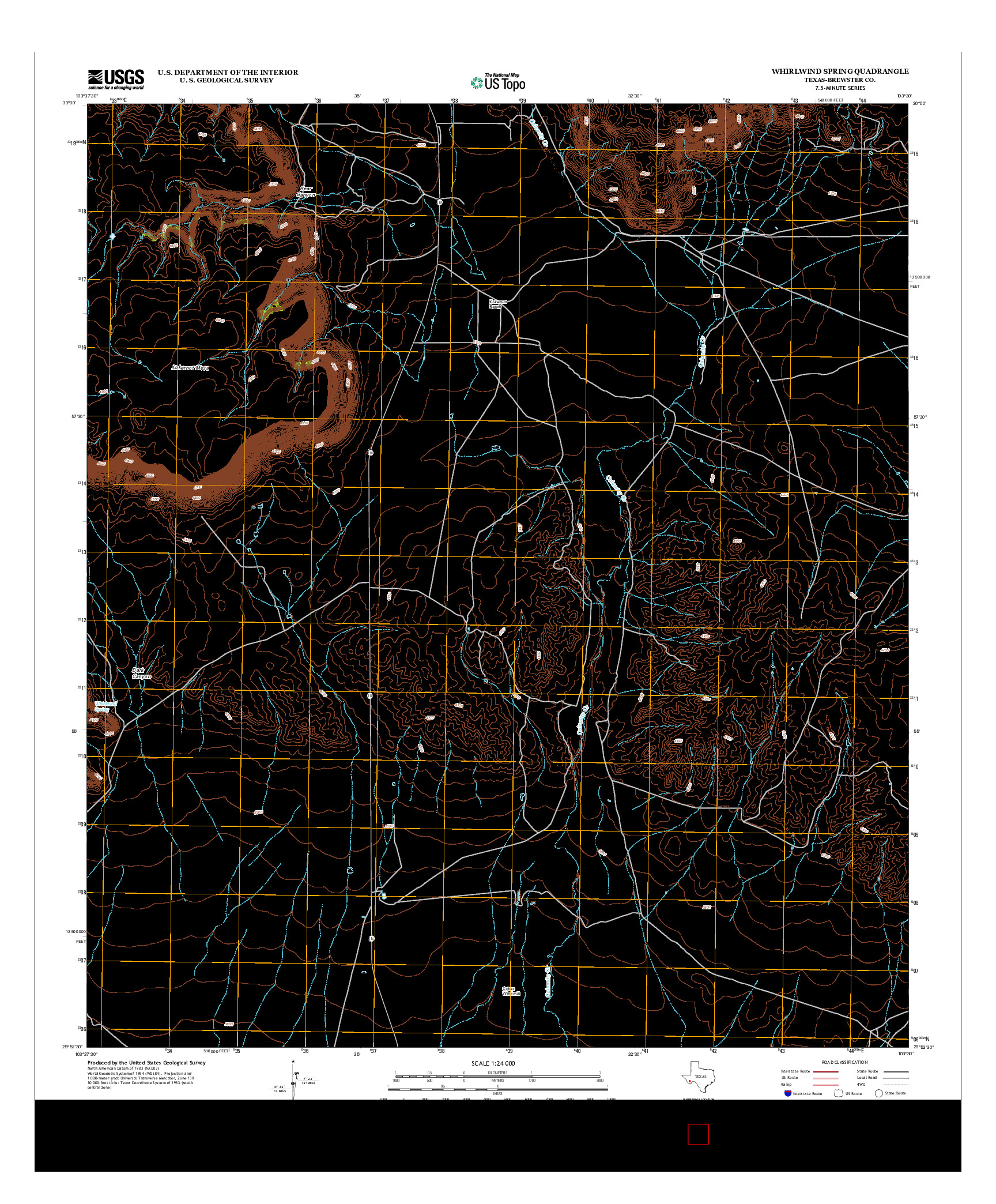 USGS US TOPO 7.5-MINUTE MAP FOR WHIRLWIND SPRING, TX 2012