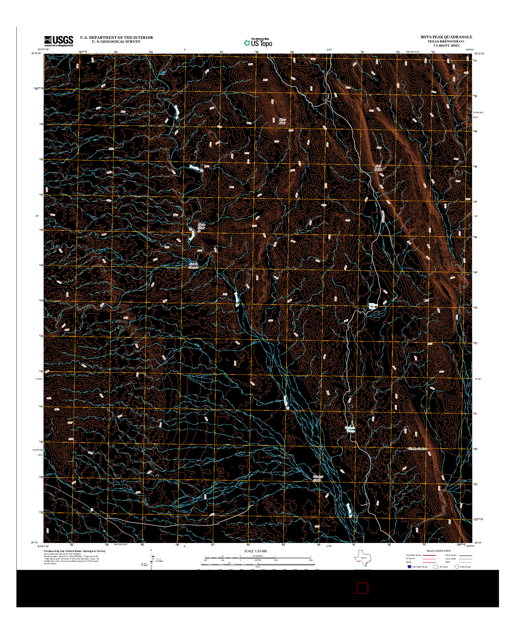 USGS US TOPO 7.5-MINUTE MAP FOR ROYS PEAK, TX 2012