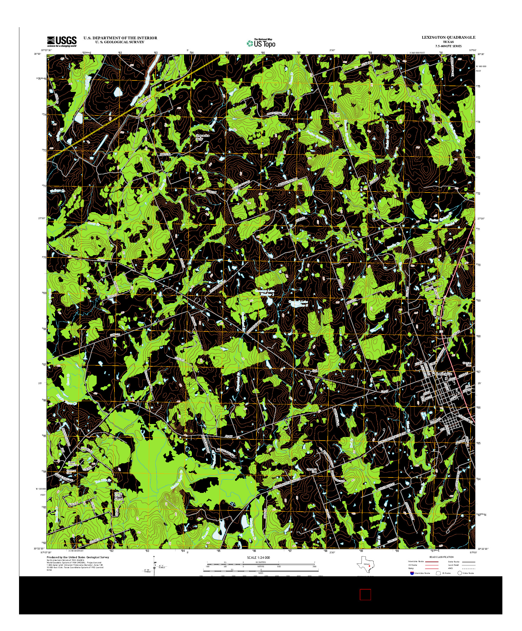 USGS US TOPO 7.5-MINUTE MAP FOR LEXINGTON, TX 2012