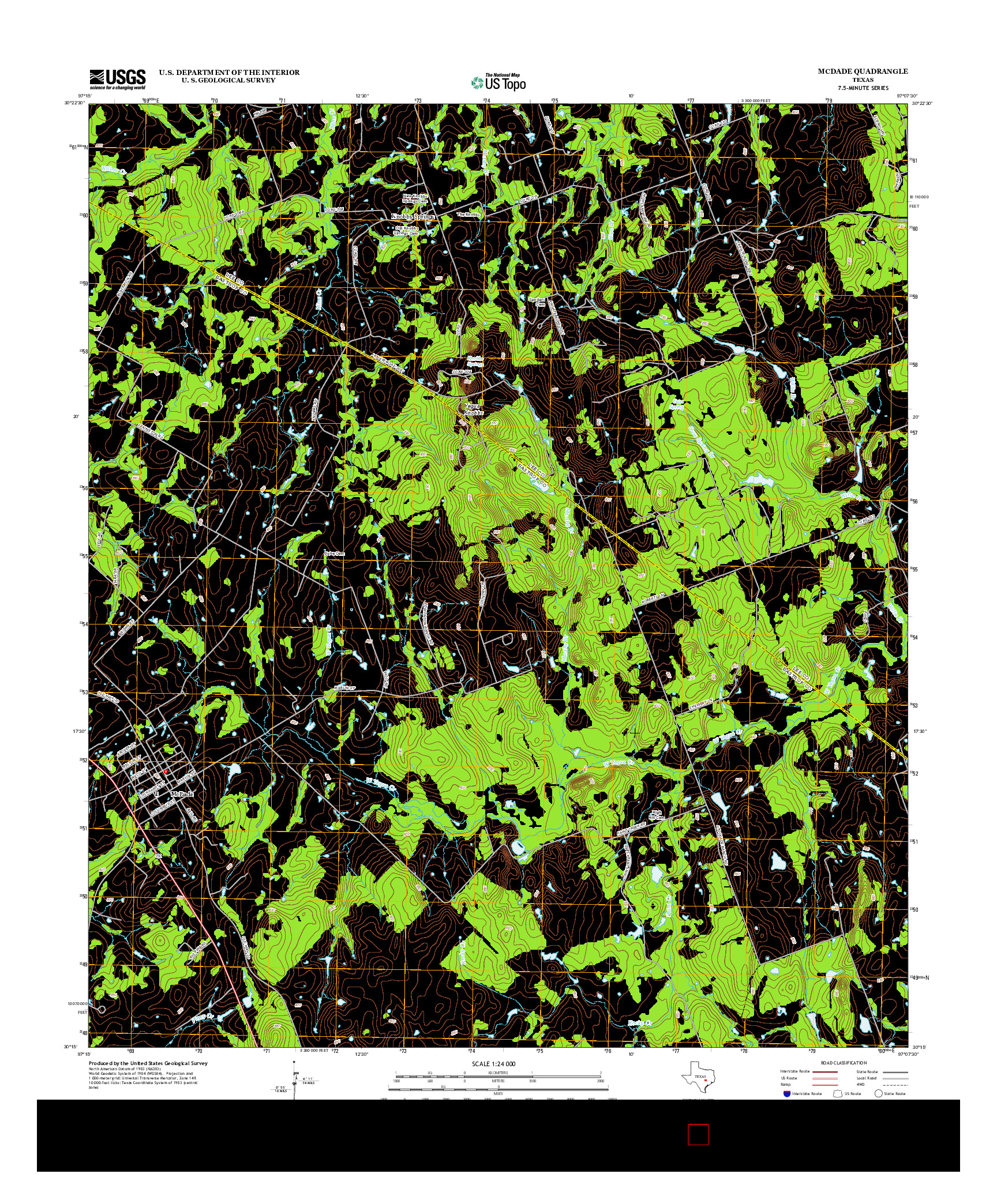 USGS US TOPO 7.5-MINUTE MAP FOR MCDADE, TX 2012