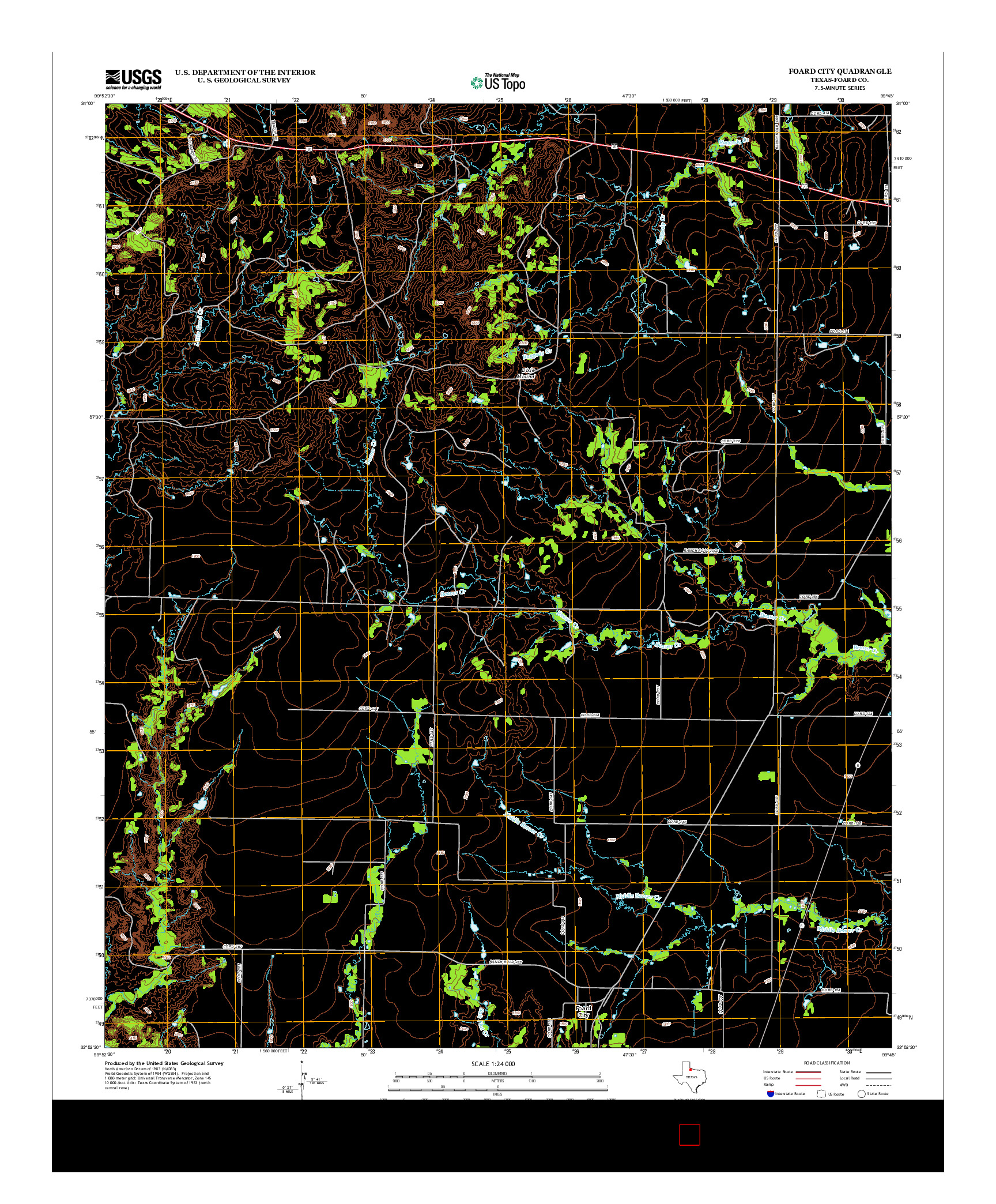 USGS US TOPO 7.5-MINUTE MAP FOR FOARD CITY, TX 2012
