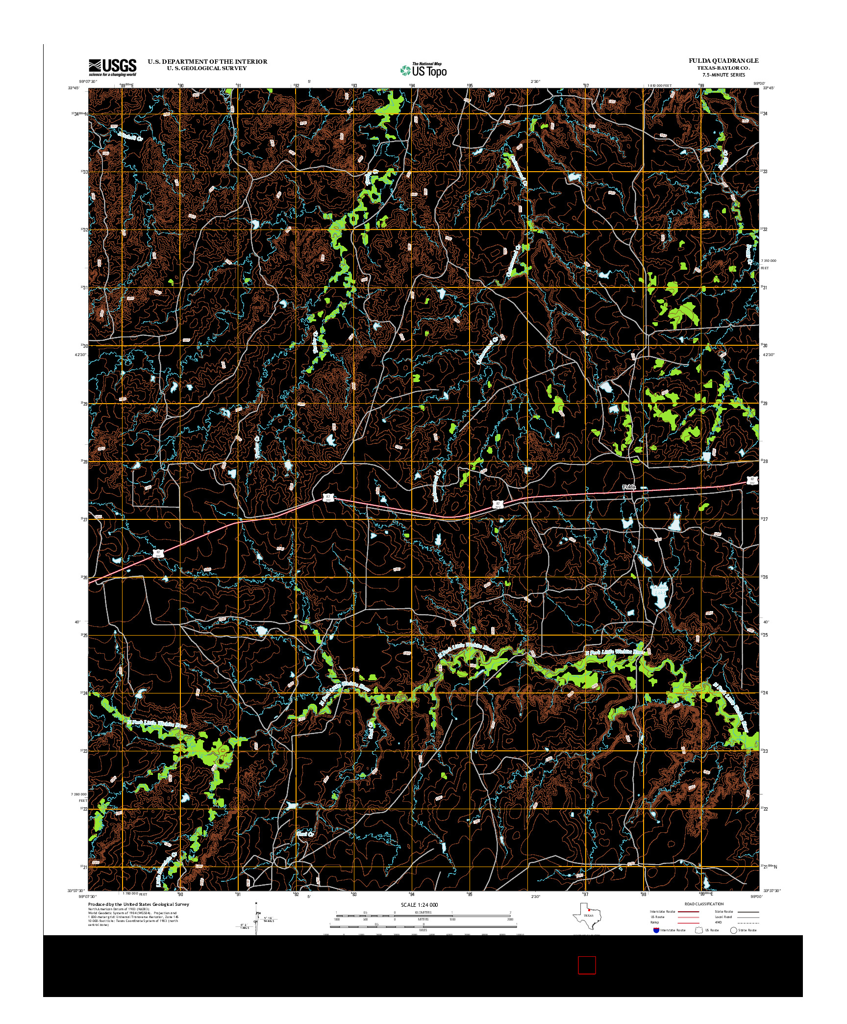 USGS US TOPO 7.5-MINUTE MAP FOR FULDA, TX 2012