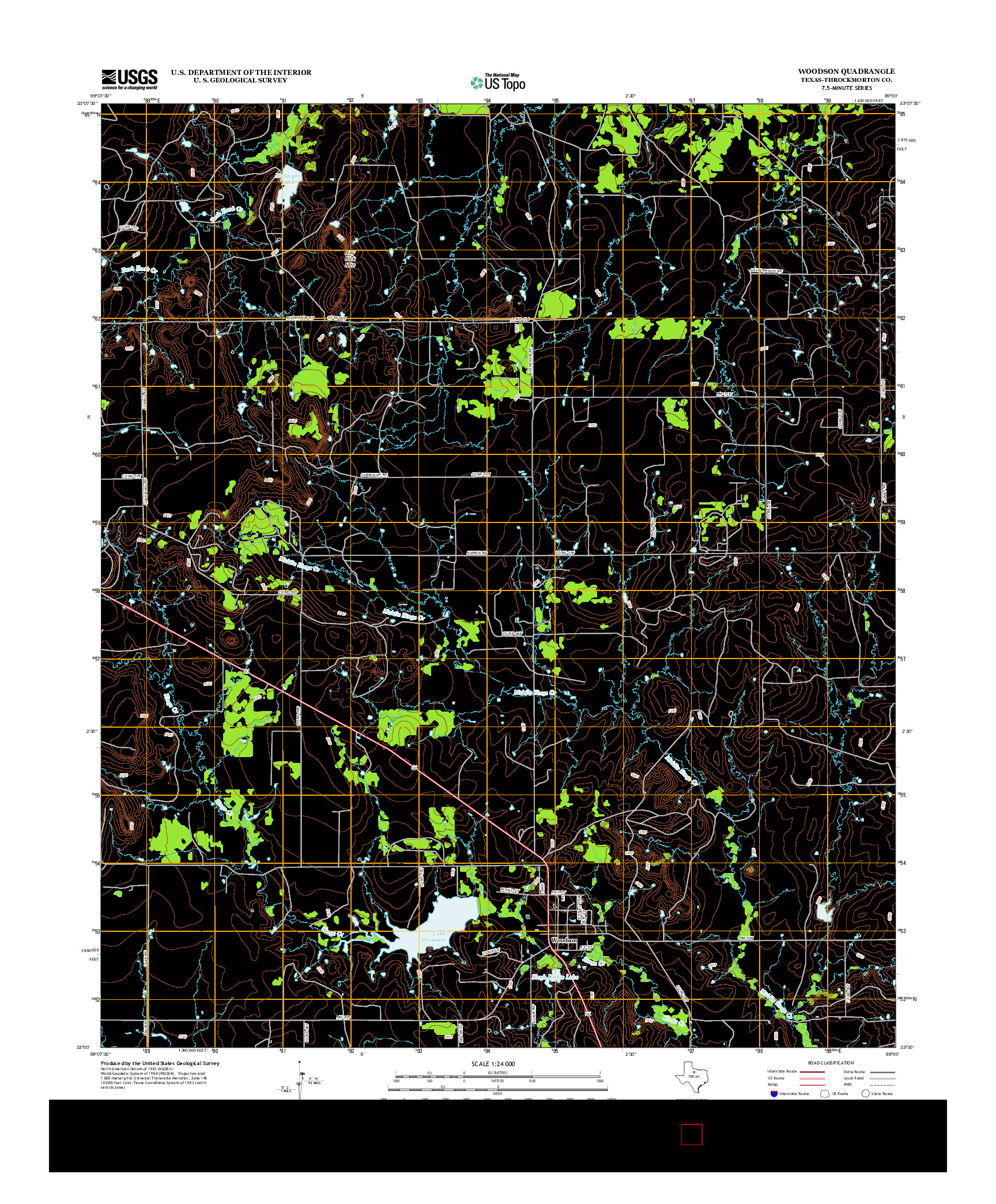 USGS US TOPO 7.5-MINUTE MAP FOR WOODSON, TX 2012