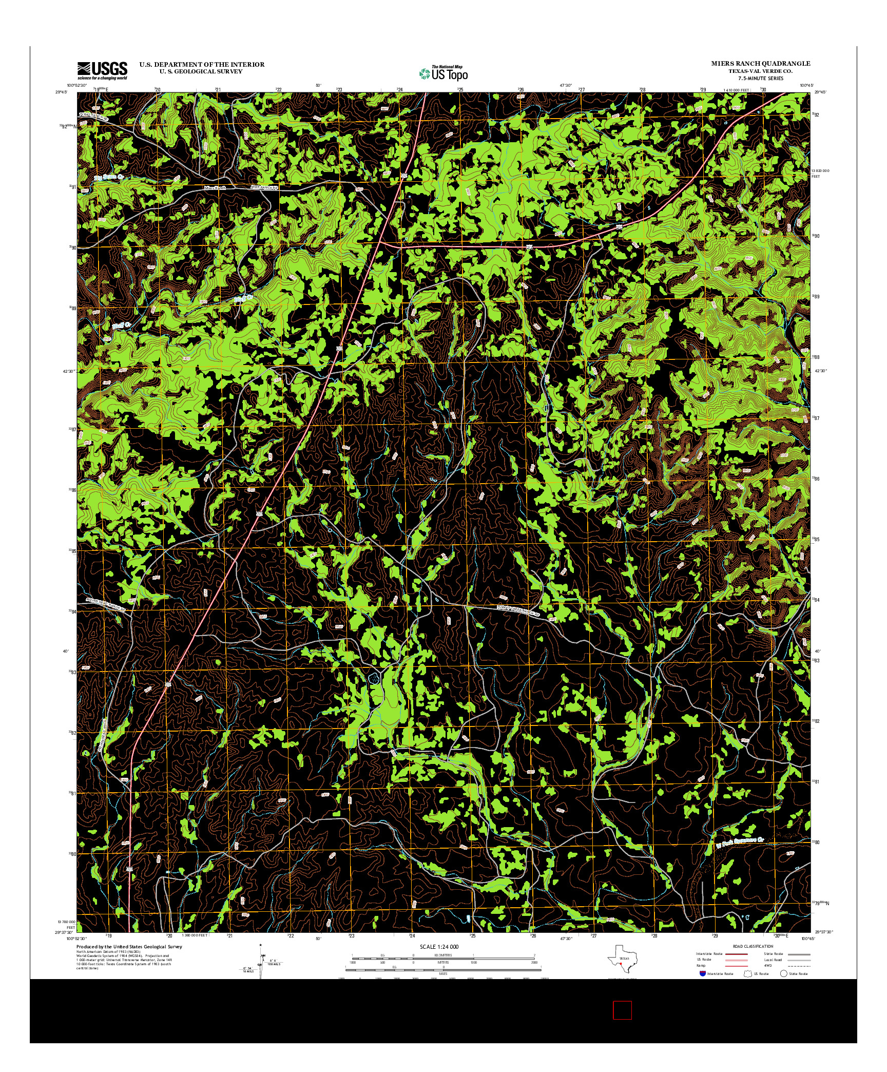 USGS US TOPO 7.5-MINUTE MAP FOR MIERS RANCH, TX 2012