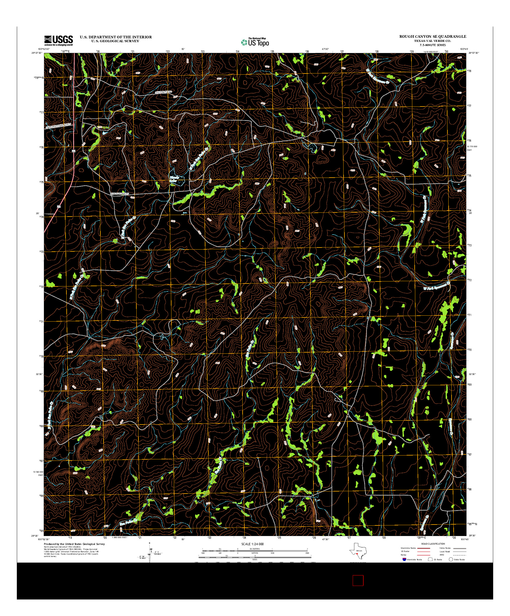 USGS US TOPO 7.5-MINUTE MAP FOR ROUGH CANYON SE, TX 2012