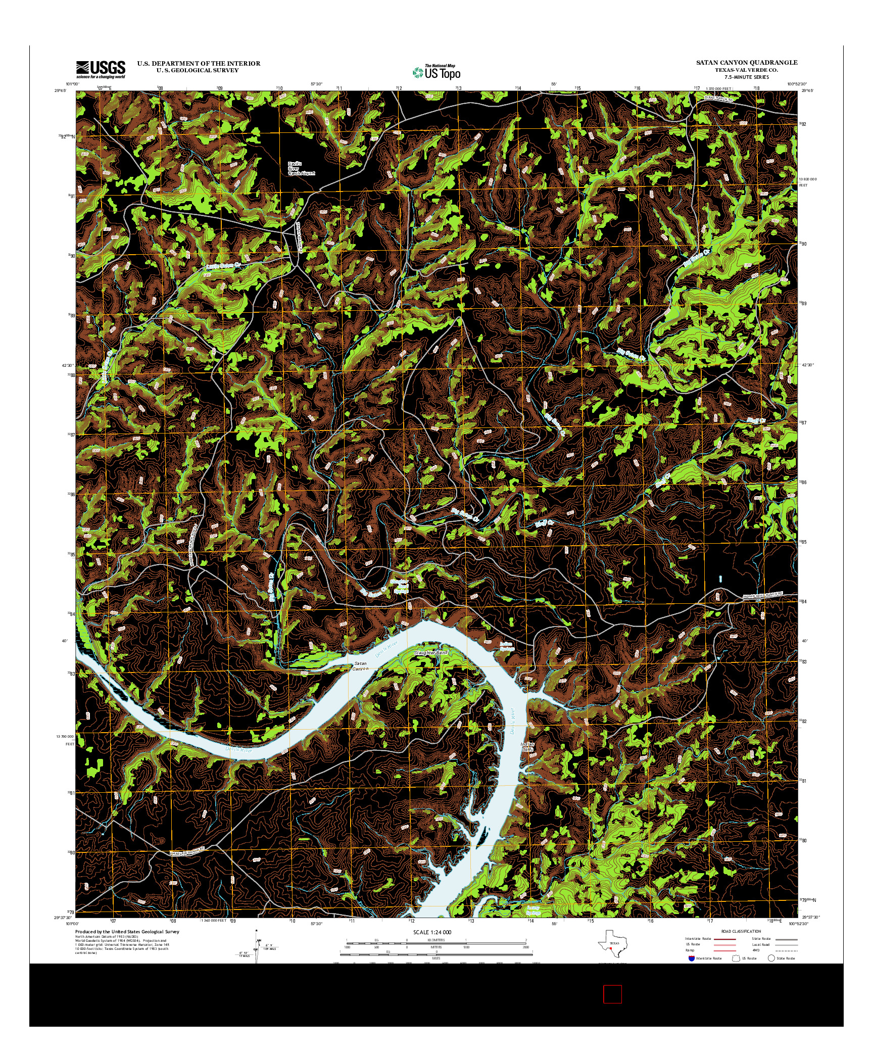 USGS US TOPO 7.5-MINUTE MAP FOR SATAN CANYON, TX 2012