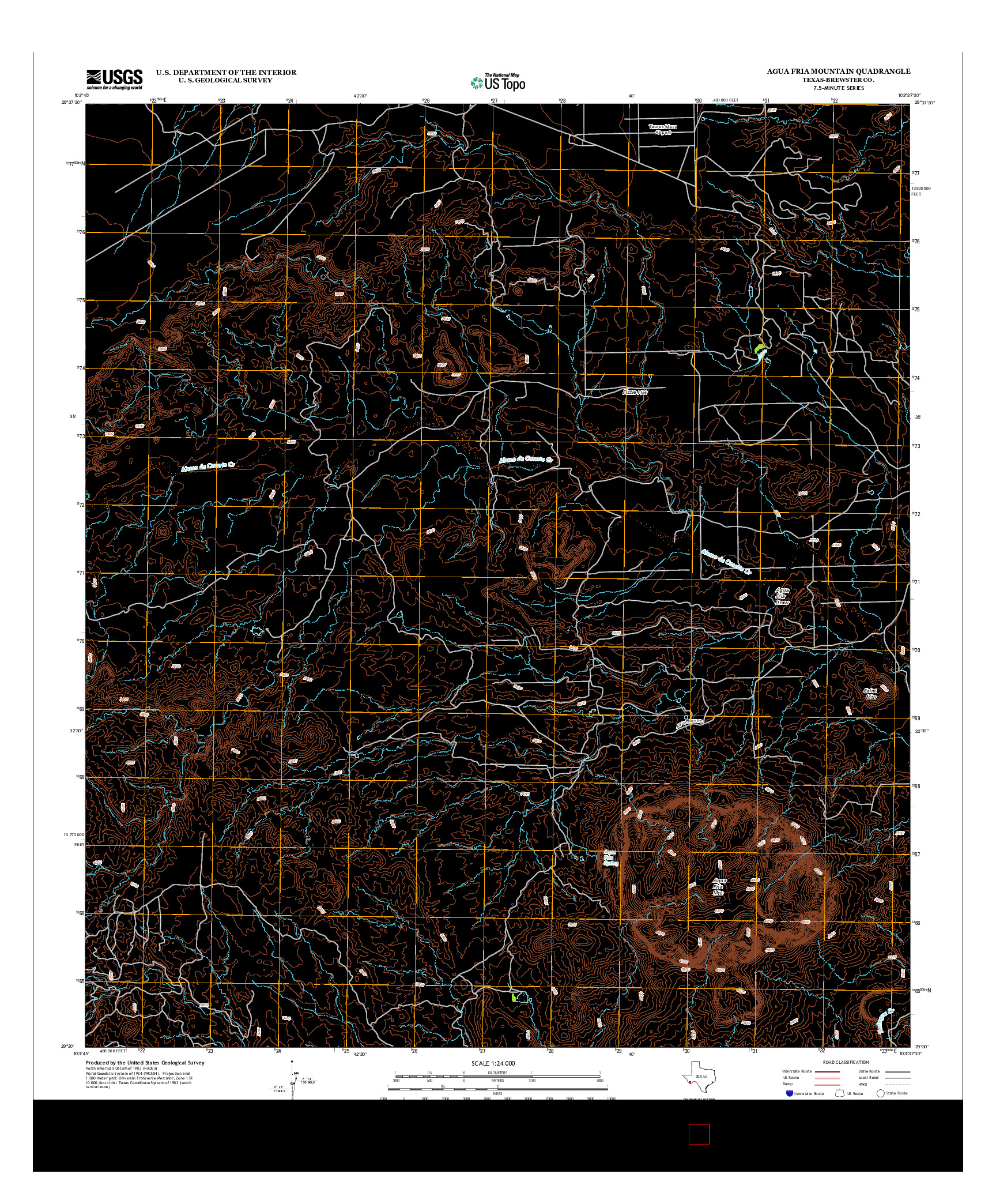 USGS US TOPO 7.5-MINUTE MAP FOR AGUA FRIA MOUNTAIN, TX 2013