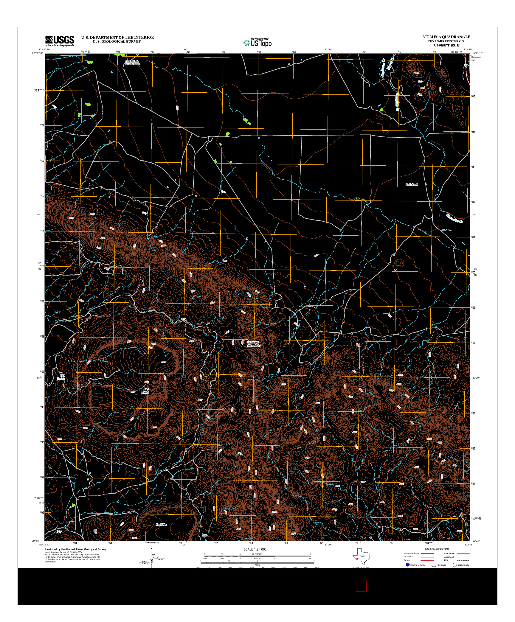 USGS US TOPO 7.5-MINUTE MAP FOR Y E MESA, TX 2013