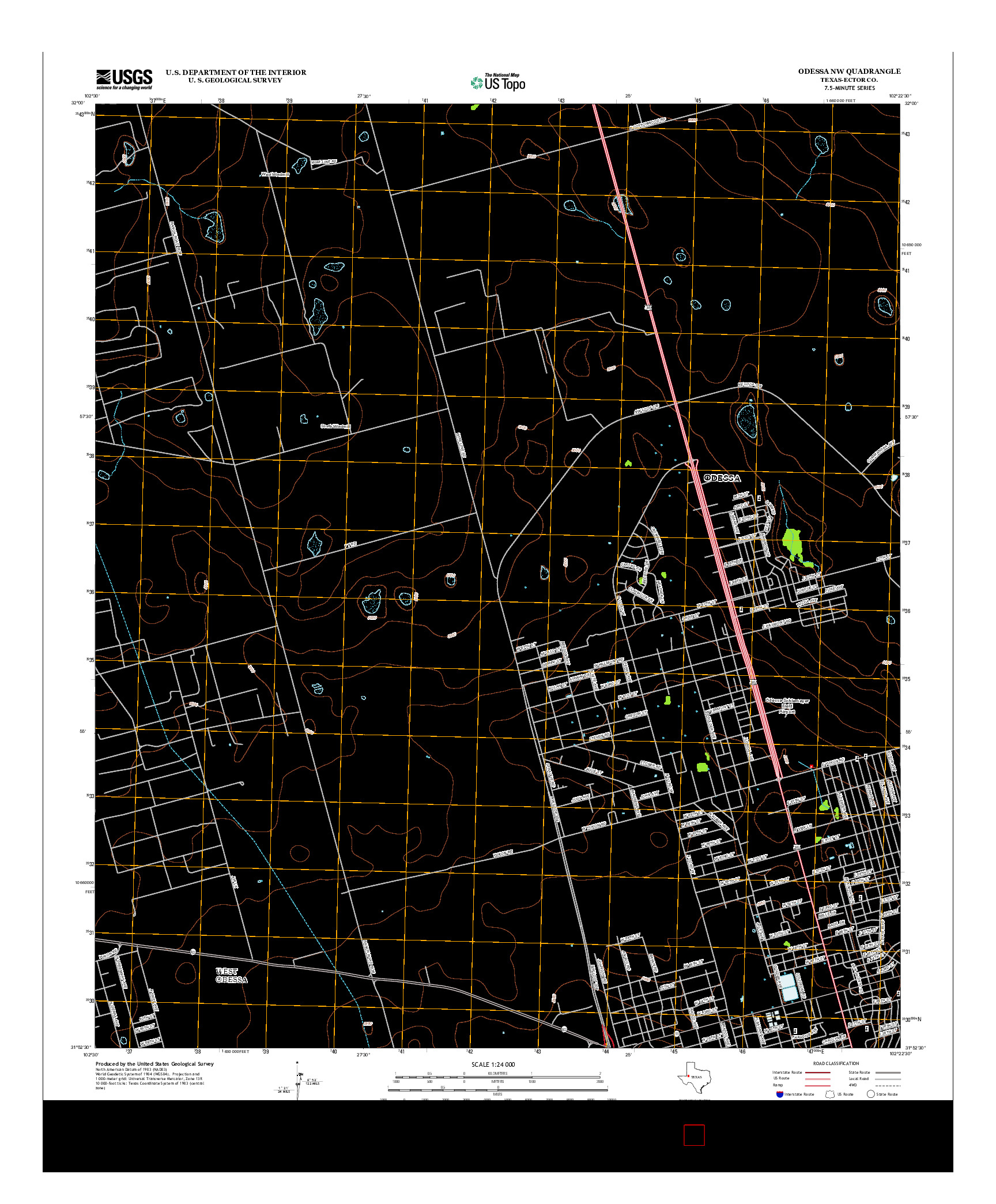 USGS US TOPO 7.5-MINUTE MAP FOR ODESSA NW, TX 2013