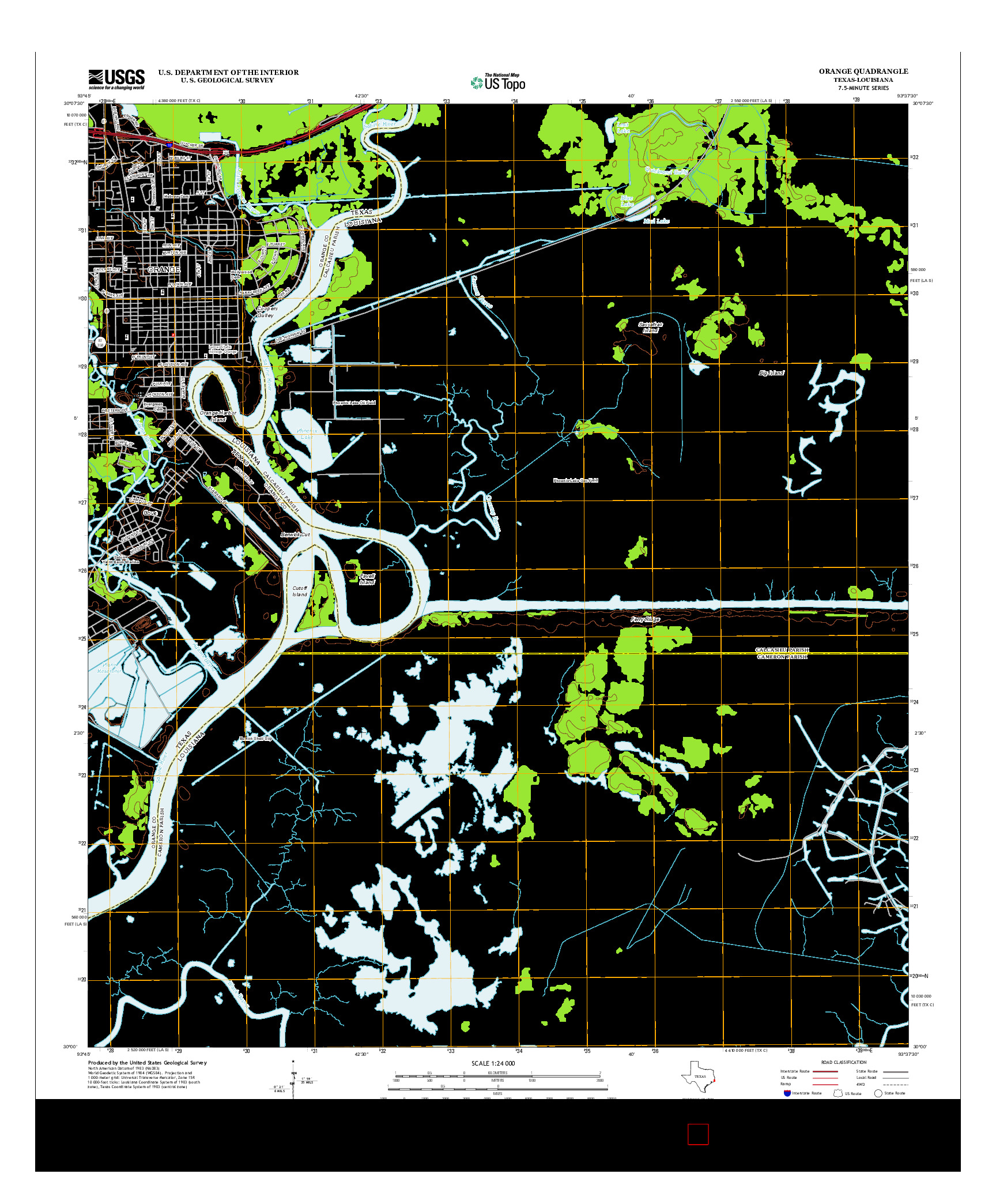 USGS US TOPO 7.5-MINUTE MAP FOR ORANGE, TX-LA 2013