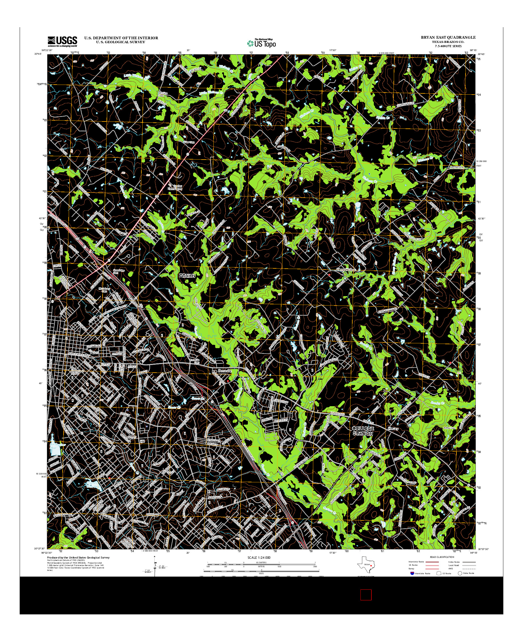 USGS US TOPO 7.5-MINUTE MAP FOR BRYAN EAST, TX 2013