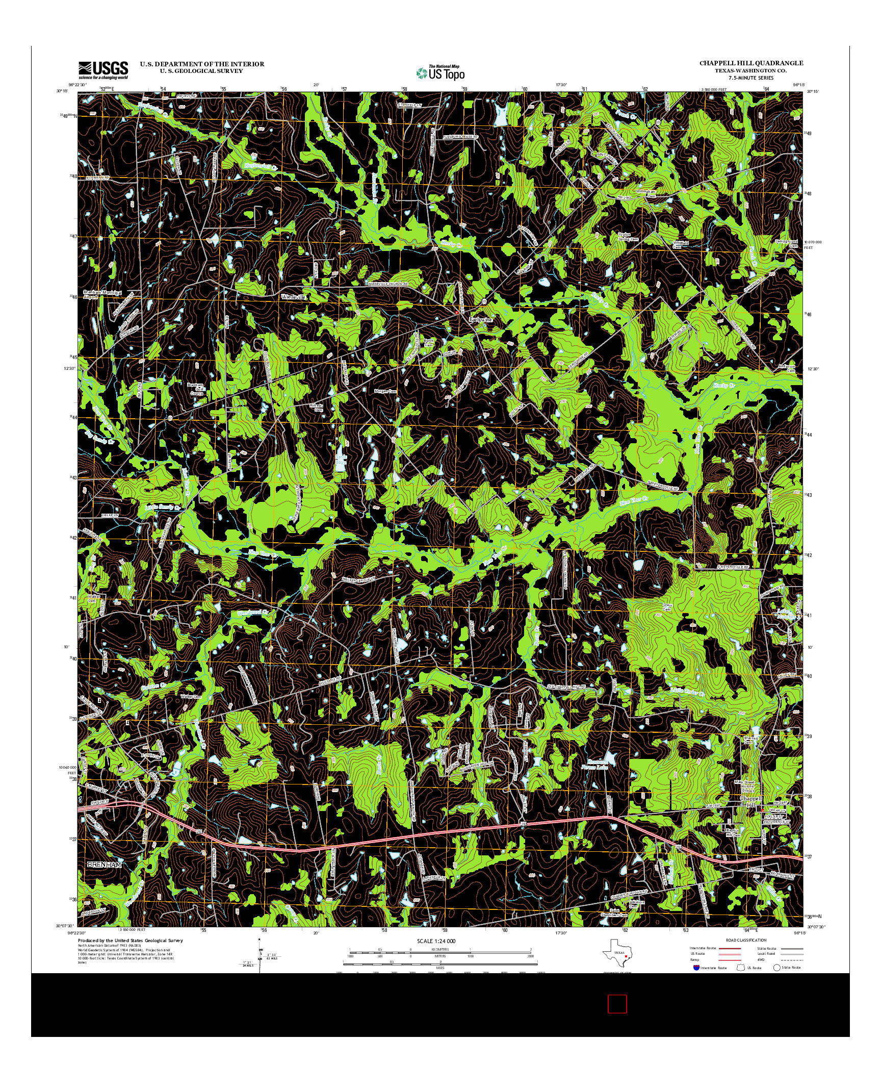 USGS US TOPO 7.5-MINUTE MAP FOR CHAPPELL HILL, TX 2013