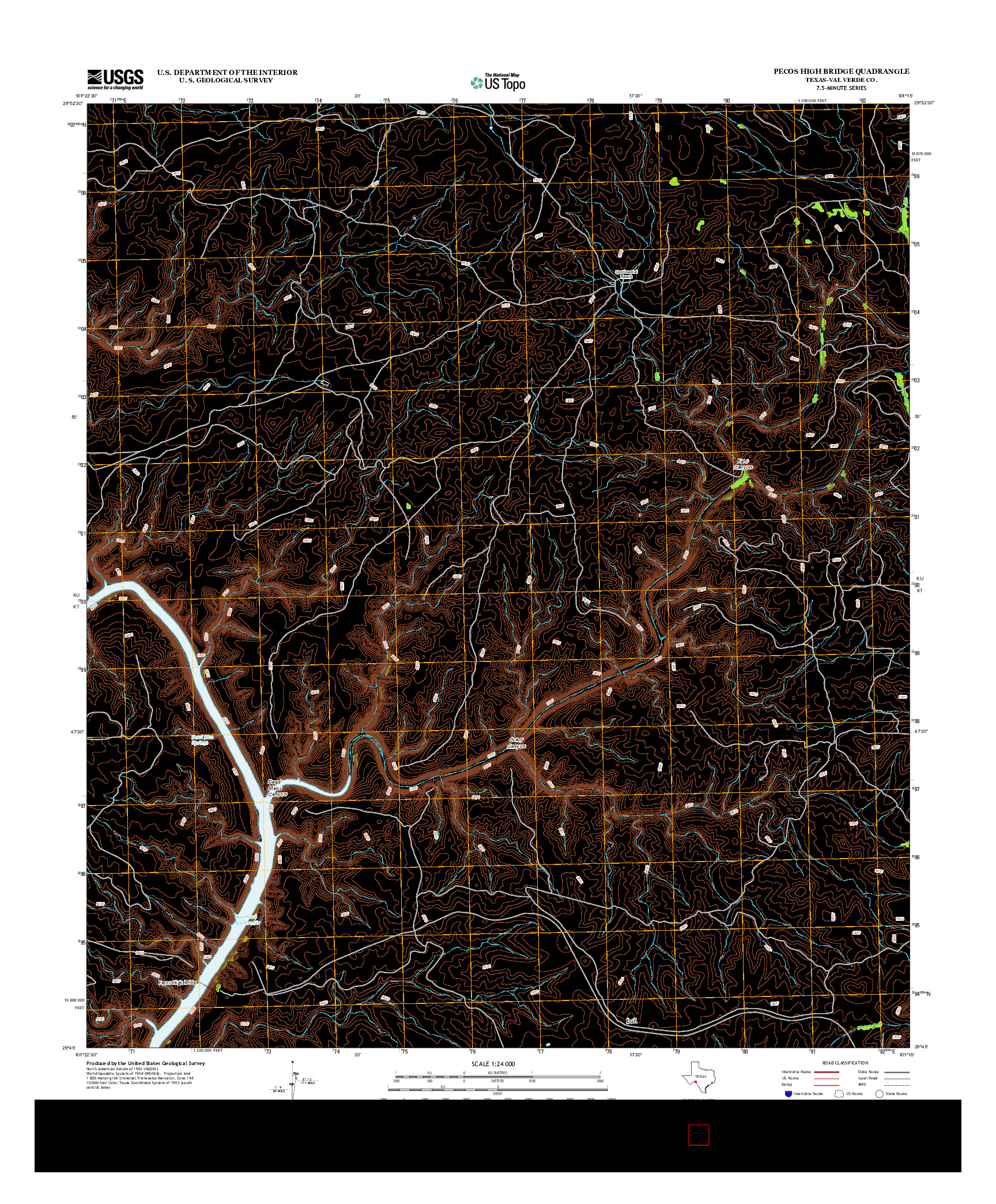 USGS US TOPO 7.5-MINUTE MAP FOR PECOS HIGH BRIDGE, TX 2013