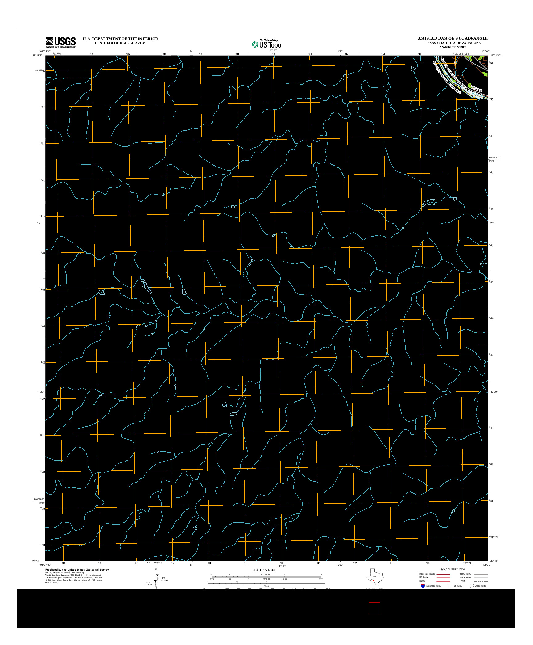 USGS US TOPO 7.5-MINUTE MAP FOR AMISTAD DAM OE S, TX-COA 2013