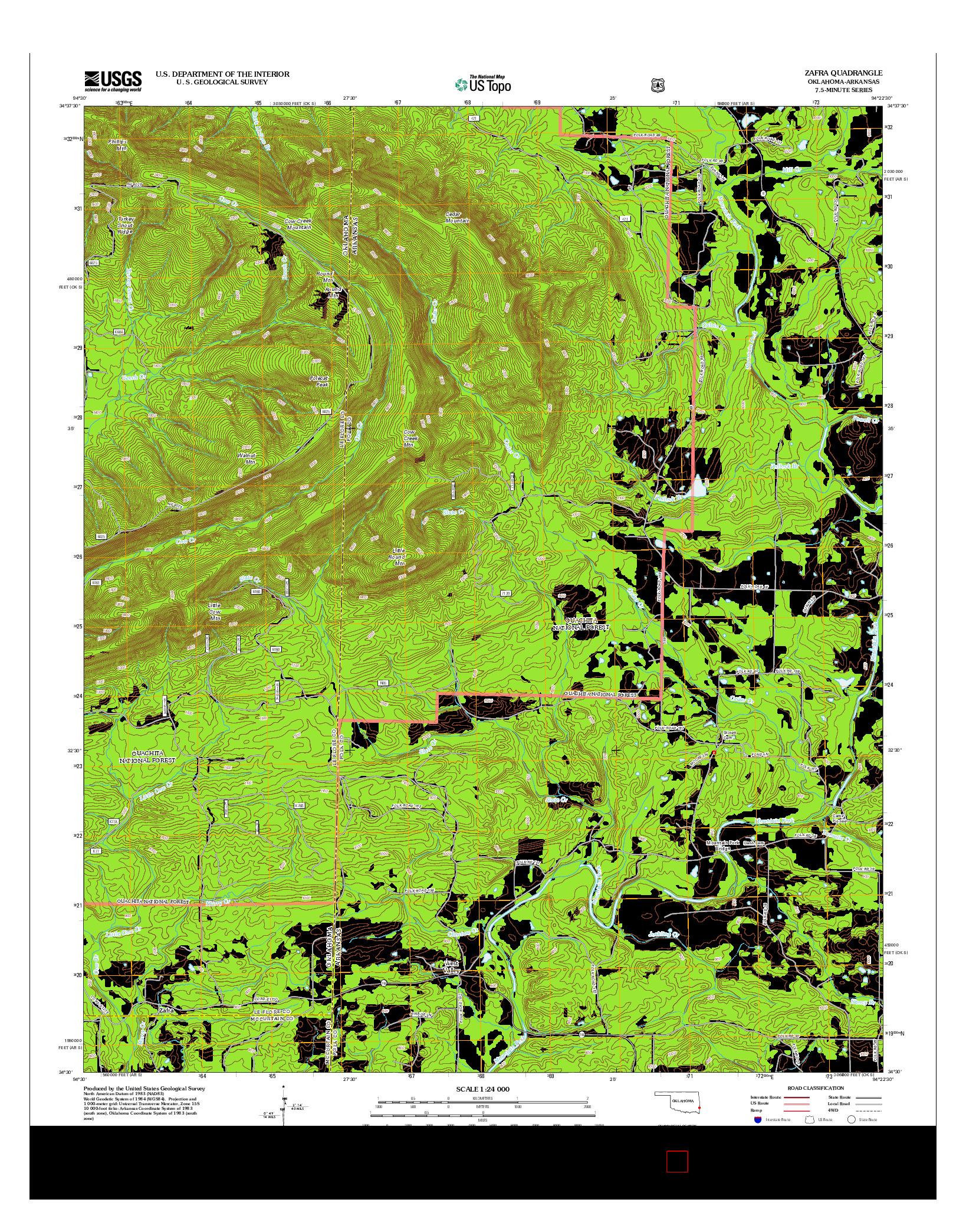 USGS US TOPO 7.5-MINUTE MAP FOR ZAFRA, OK-AR 2013