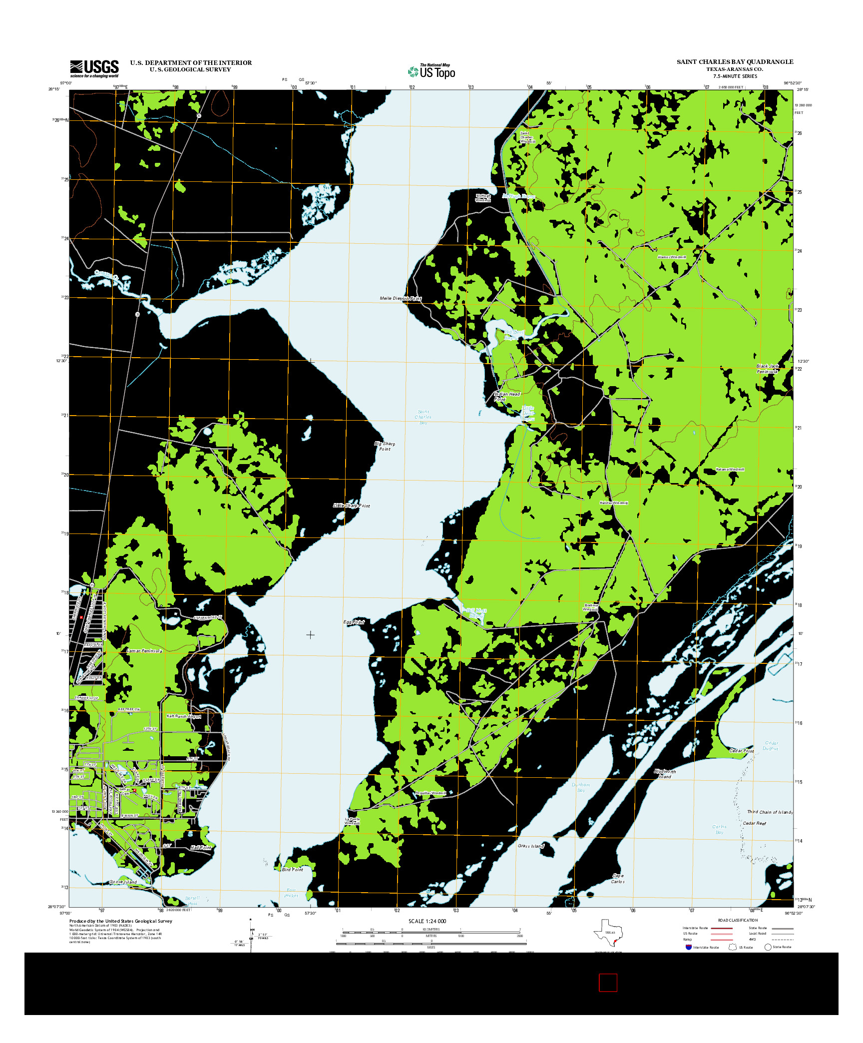 USGS US TOPO 7.5-MINUTE MAP FOR SAINT CHARLES BAY, TX 2013