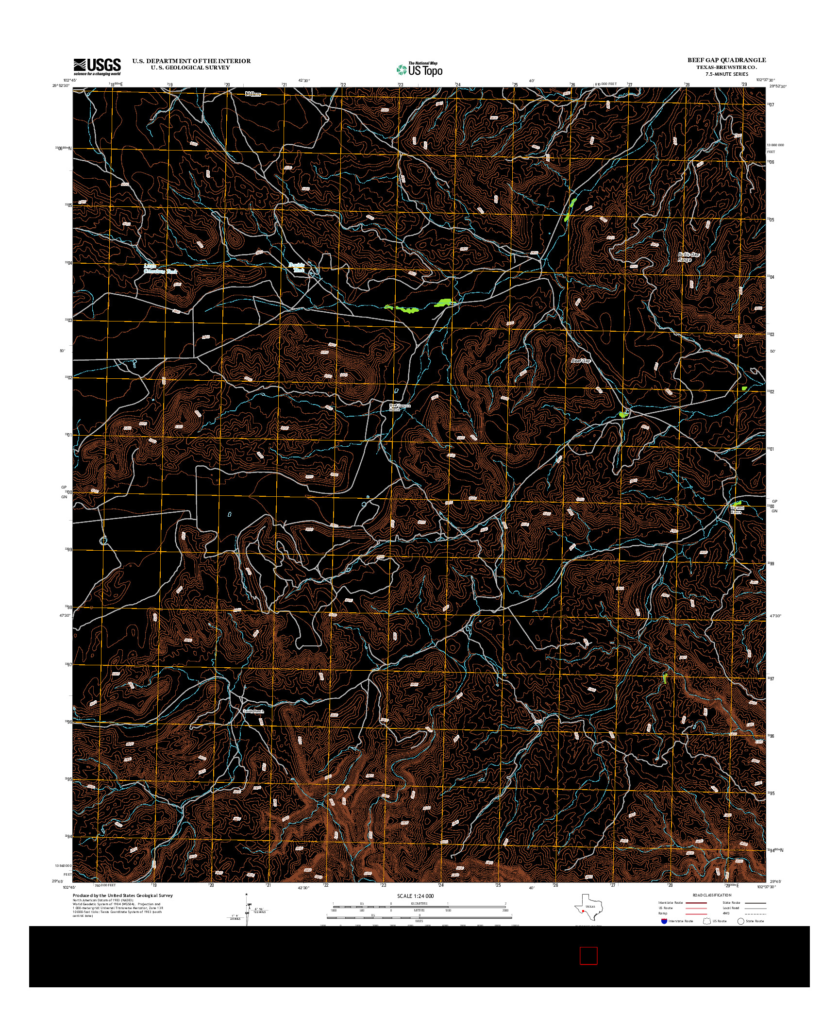 USGS US TOPO 7.5-MINUTE MAP FOR BEEF GAP, TX 2013