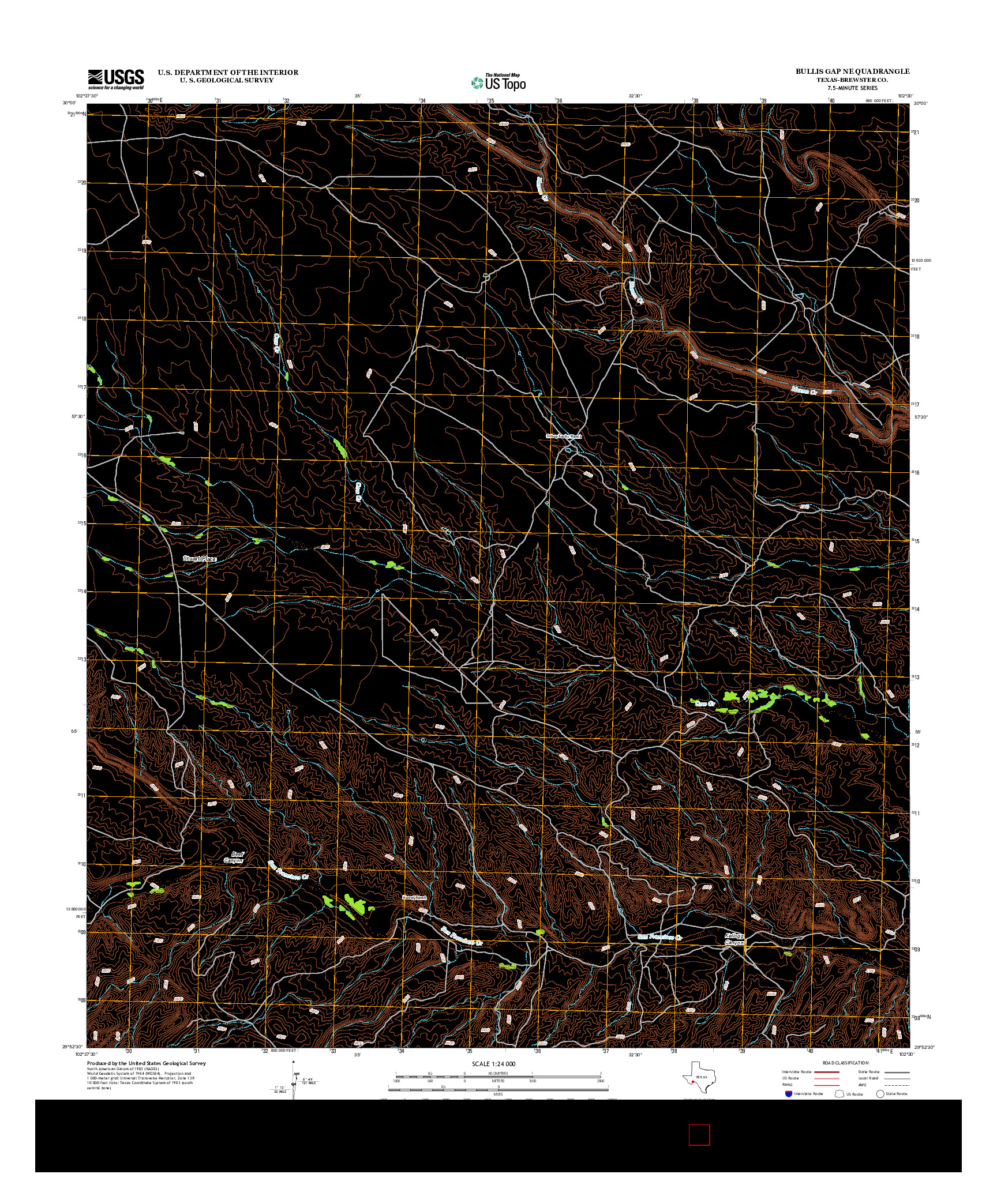 USGS US TOPO 7.5-MINUTE MAP FOR BULLIS GAP NE, TX 2013