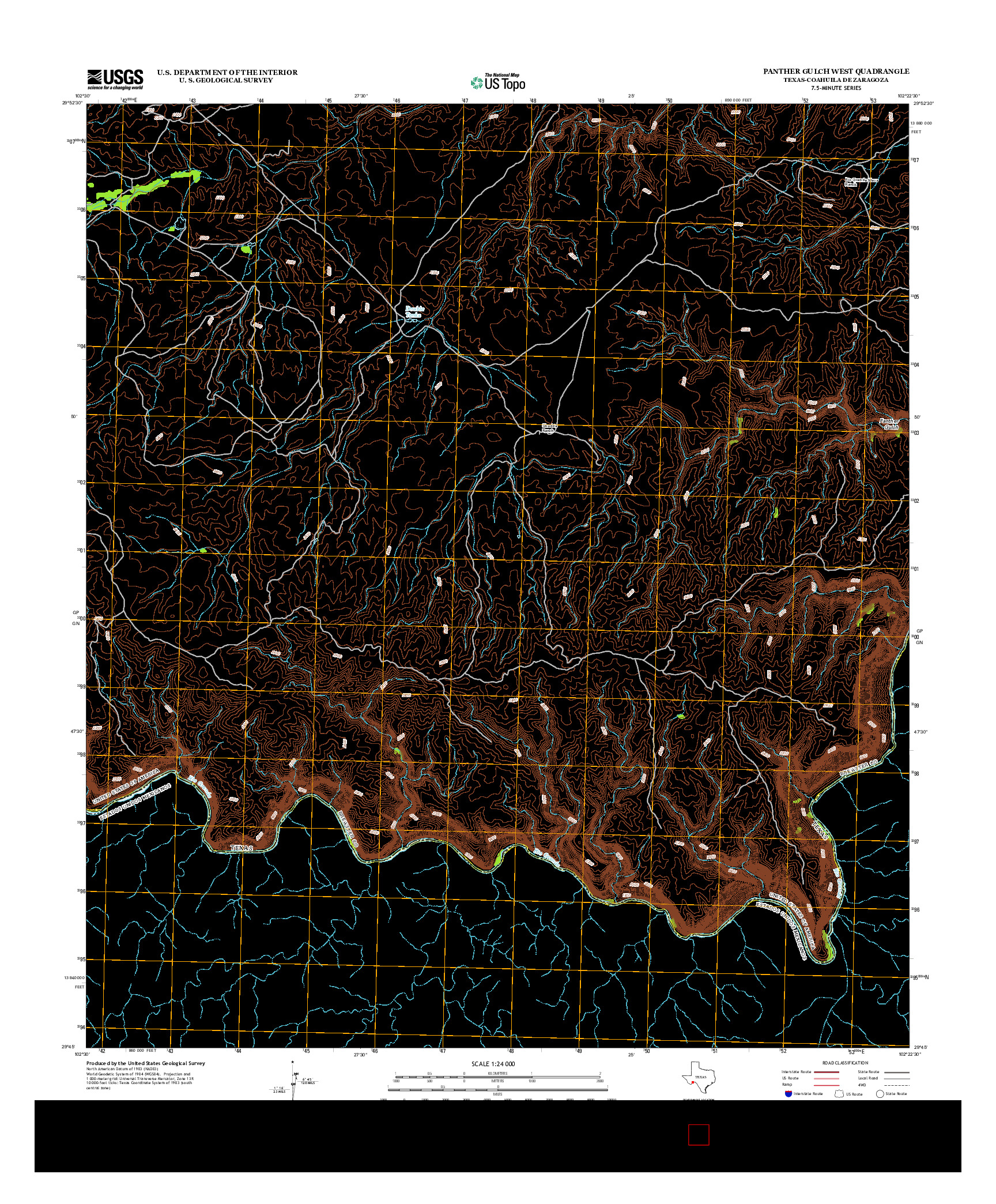 USGS US TOPO 7.5-MINUTE MAP FOR PANTHER GULCH WEST, TX-COA 2013