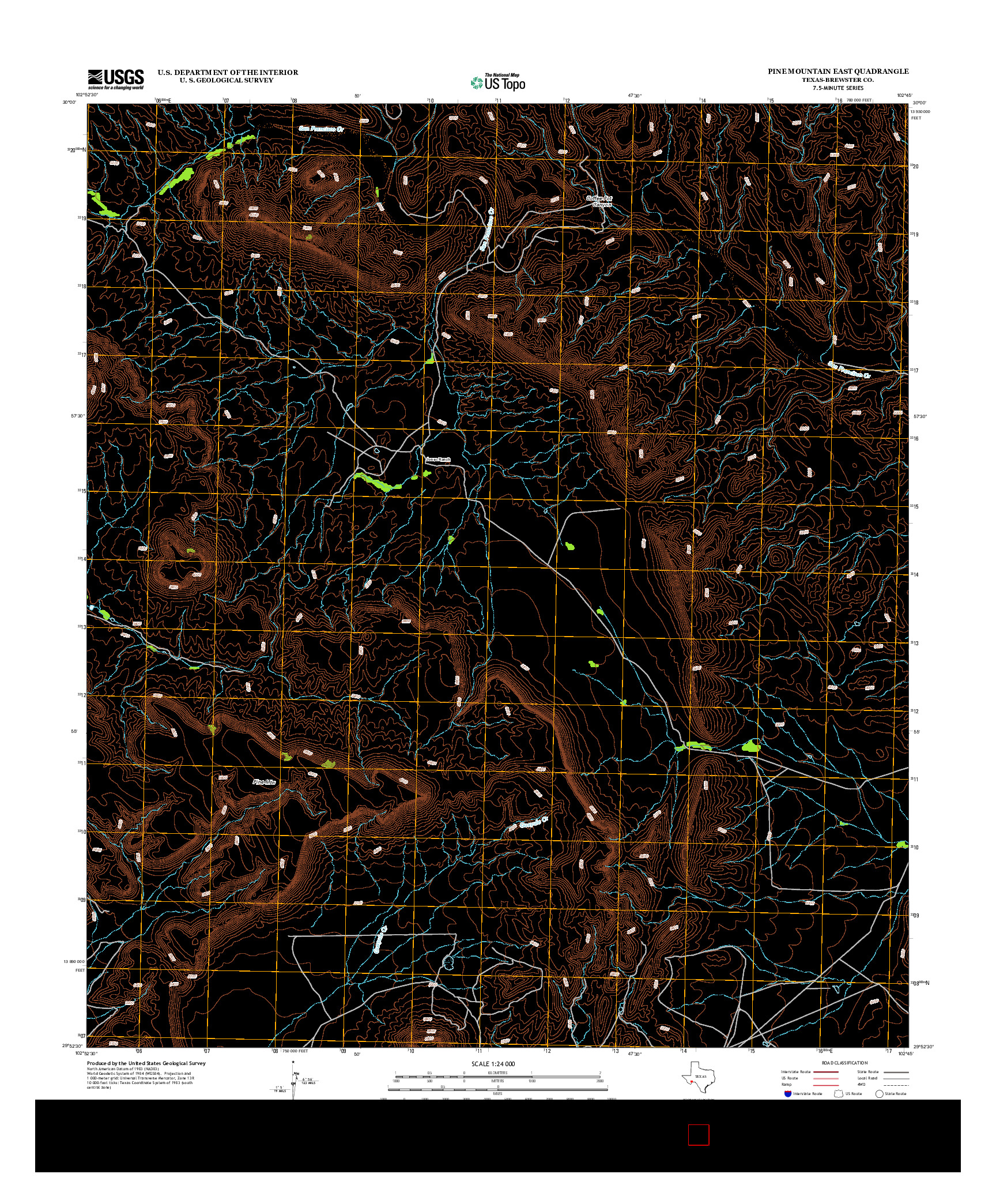 USGS US TOPO 7.5-MINUTE MAP FOR PINE MOUNTAIN EAST, TX 2013