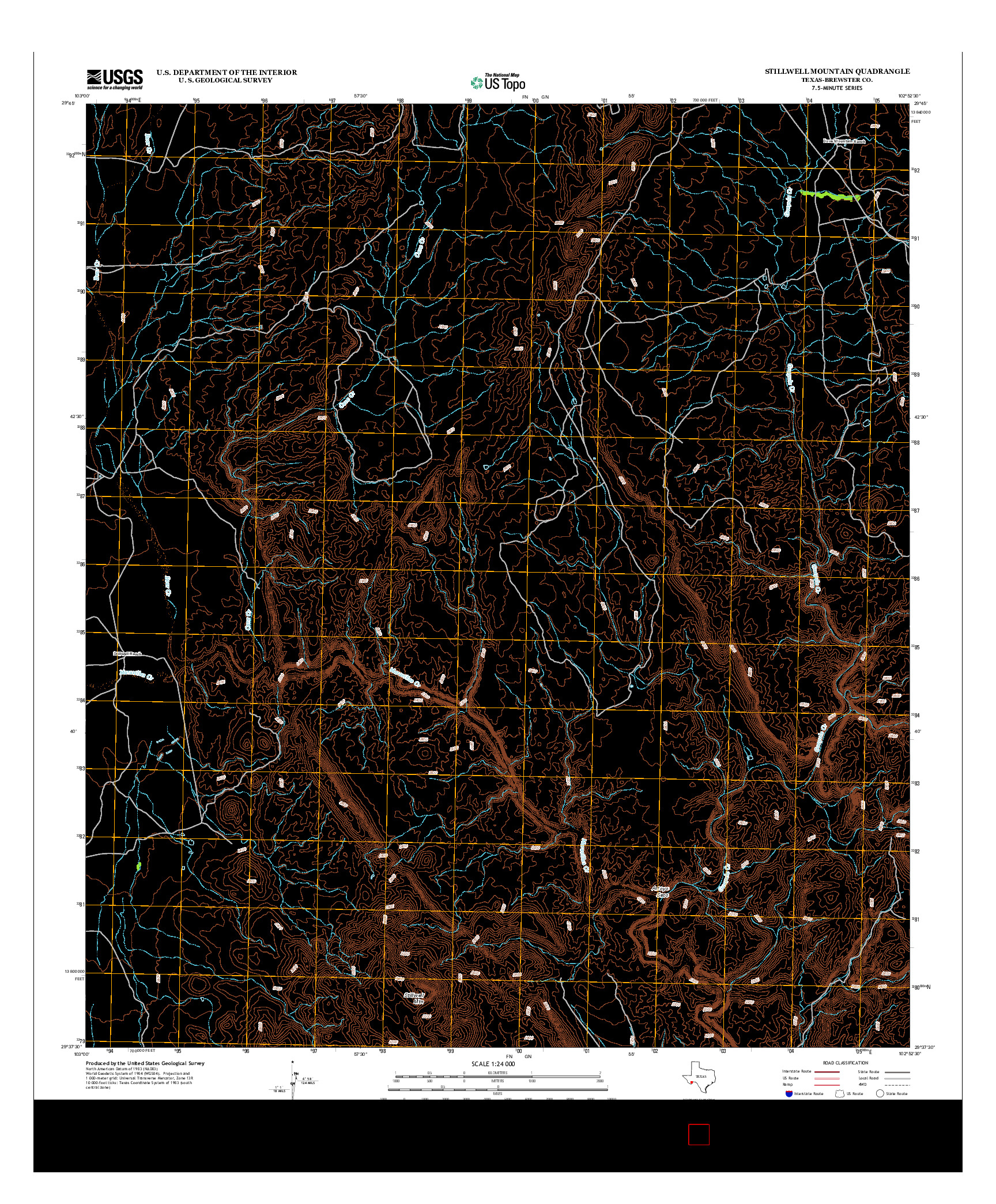 USGS US TOPO 7.5-MINUTE MAP FOR STILLWELL MOUNTAIN, TX 2013