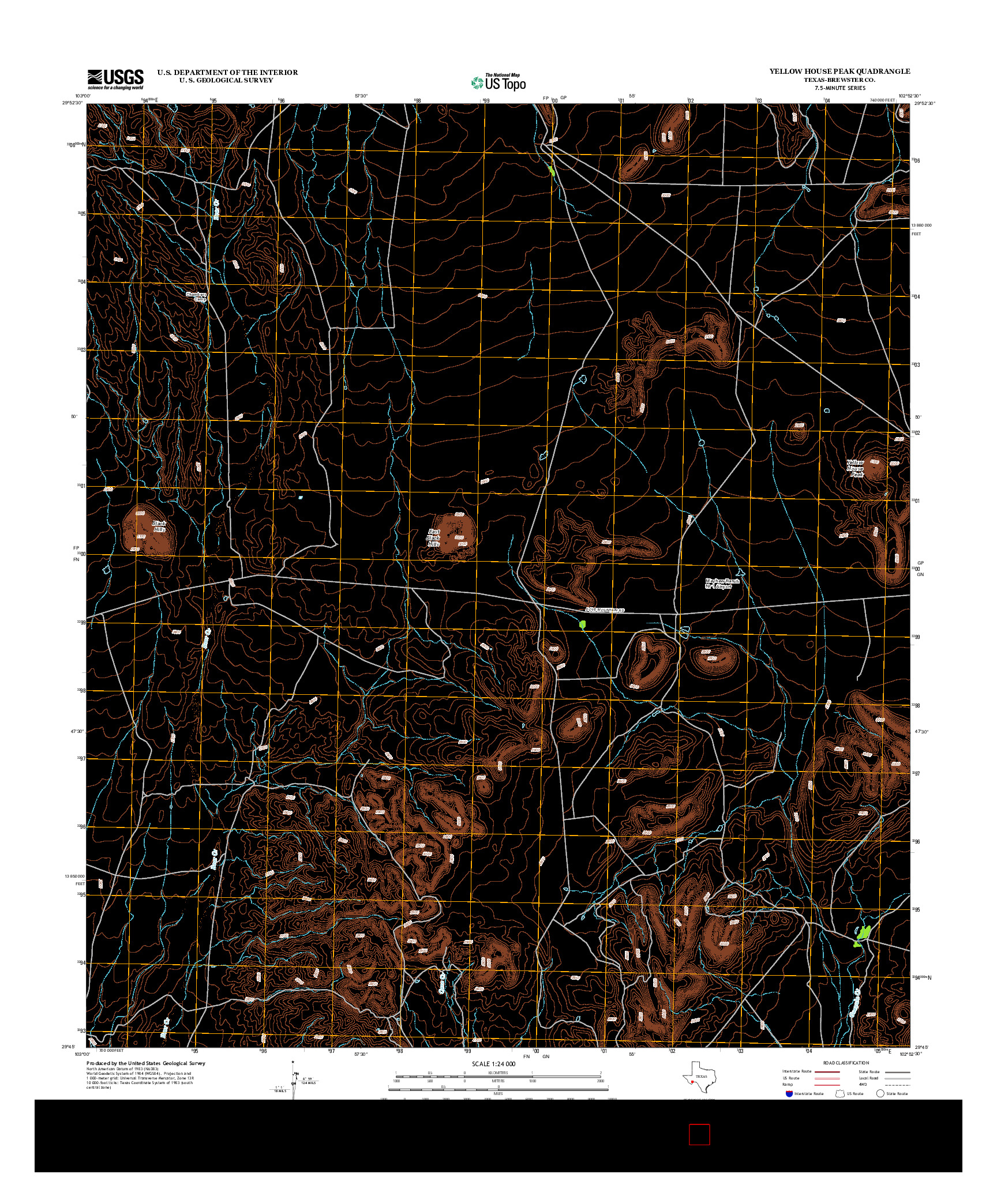 USGS US TOPO 7.5-MINUTE MAP FOR YELLOW HOUSE PEAK, TX 2013